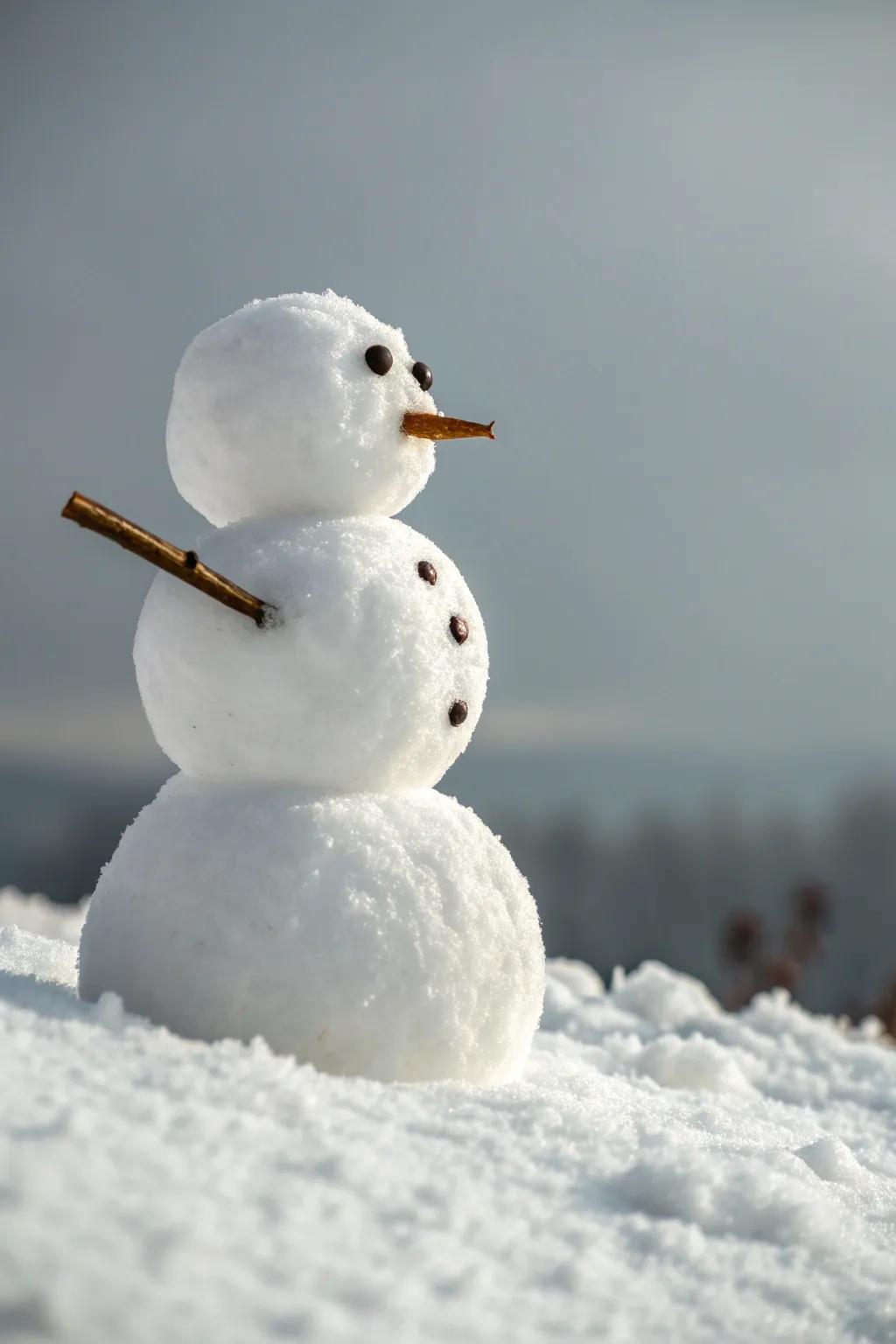 Append a spicy alteration to your snowman through a scorched tree limb nose for a snug, minimalist wintry vibe.