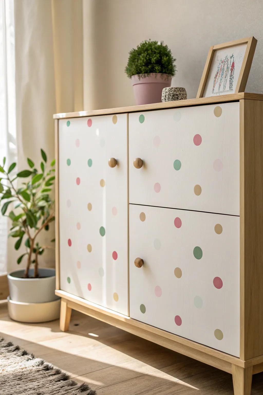 Elevate your space with playful polka dot stencils for a touch of whimsical elegance.
