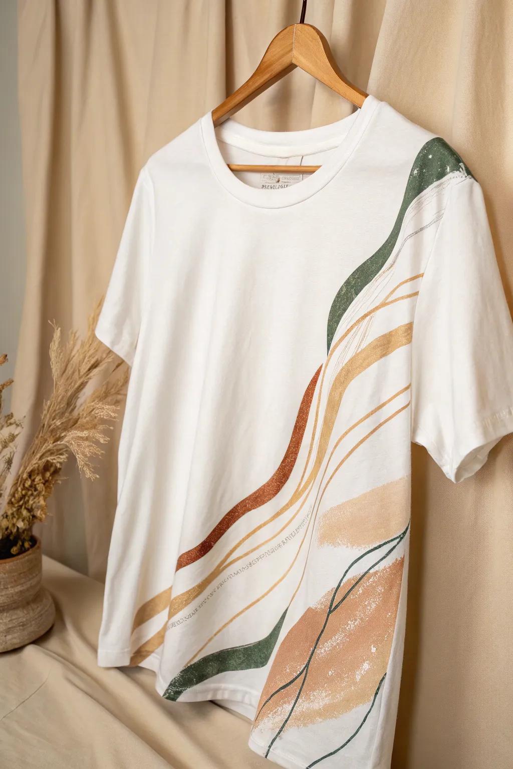 Wear your art: Embrace the simplicity and beauty of abstract expressionism on a minimalist canvas.