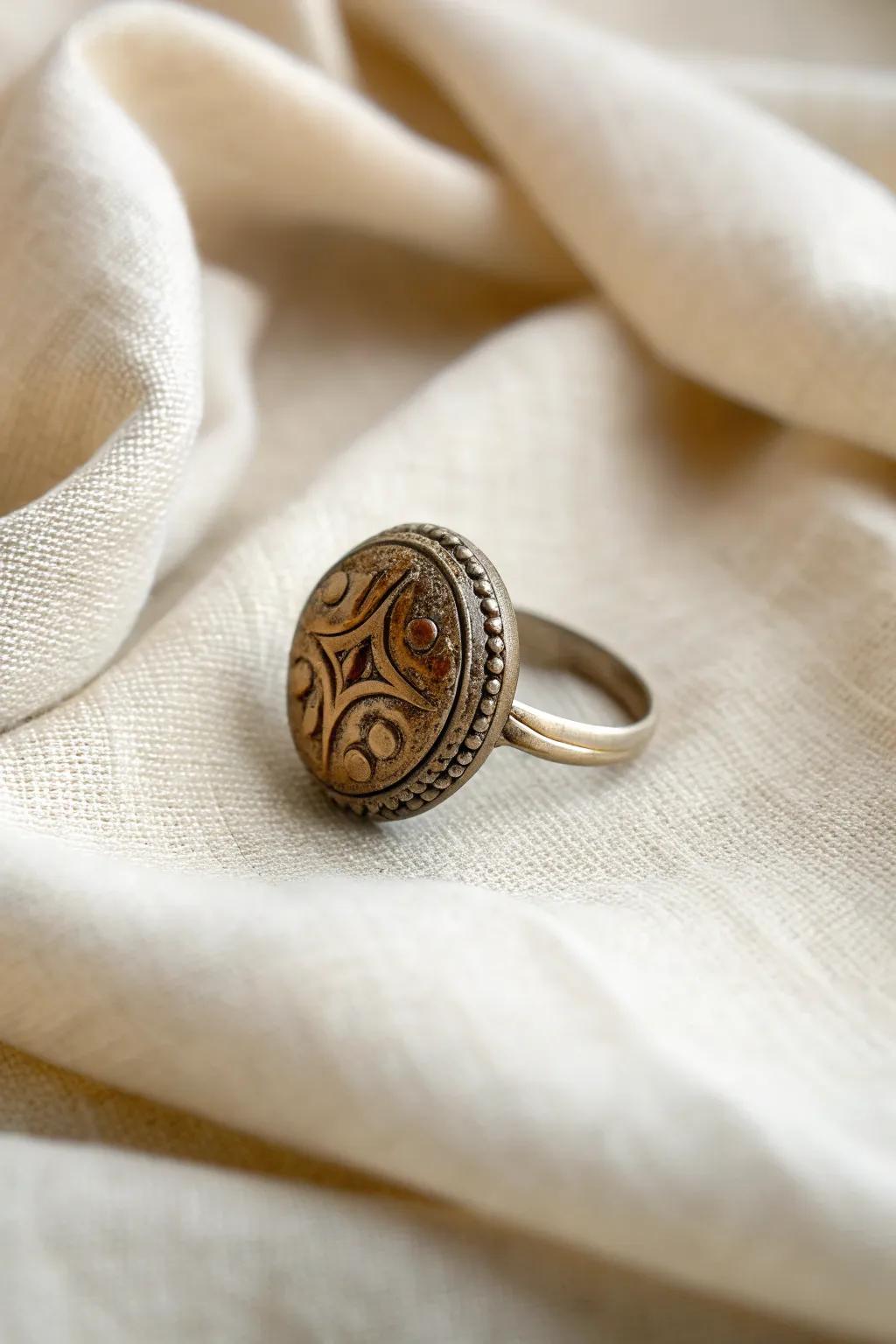 Transform vintage allure into wearable artistry with this exquisite fastener band.