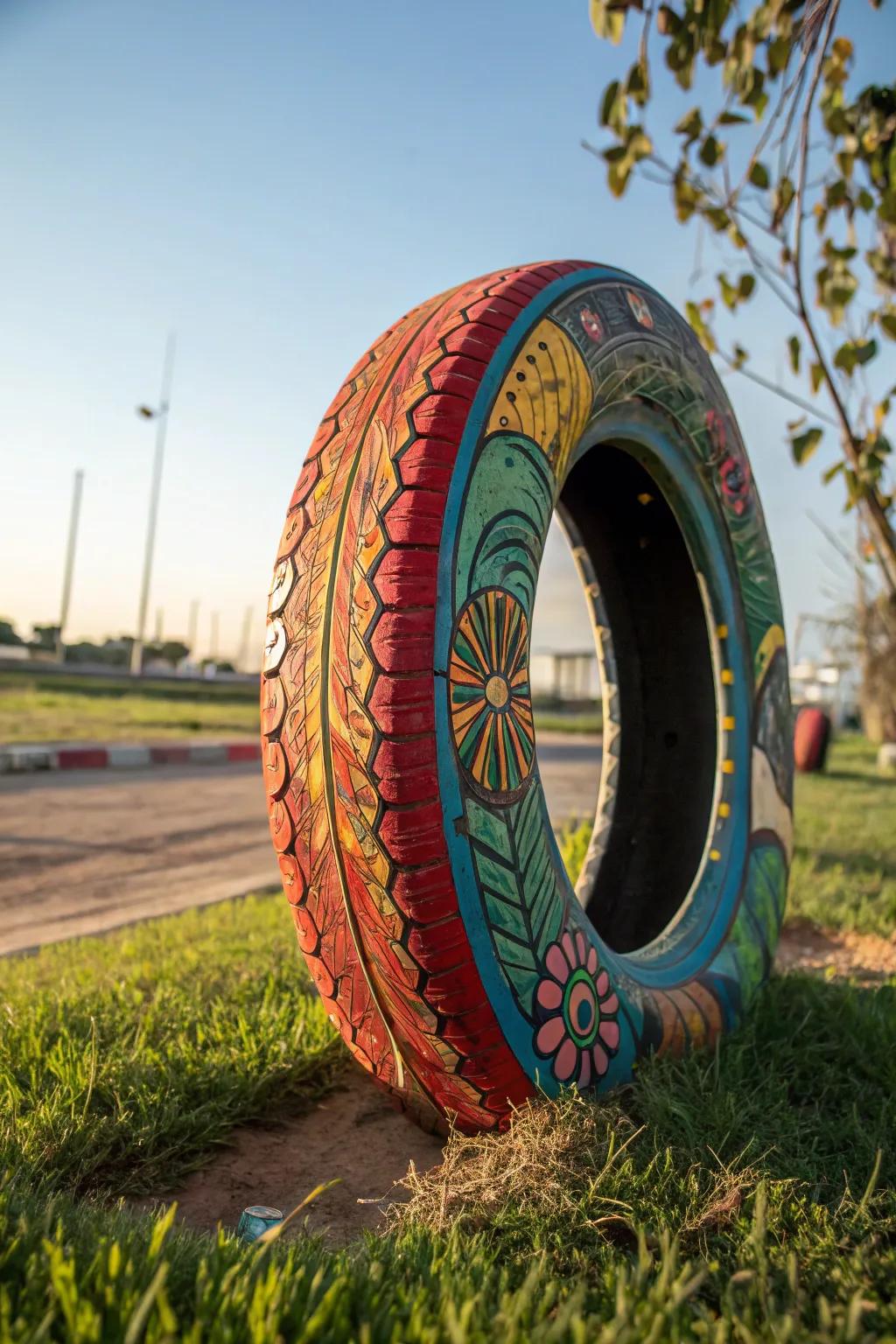 Unleash innovation through vibrant tire art that transforms play into a masterpiece.
