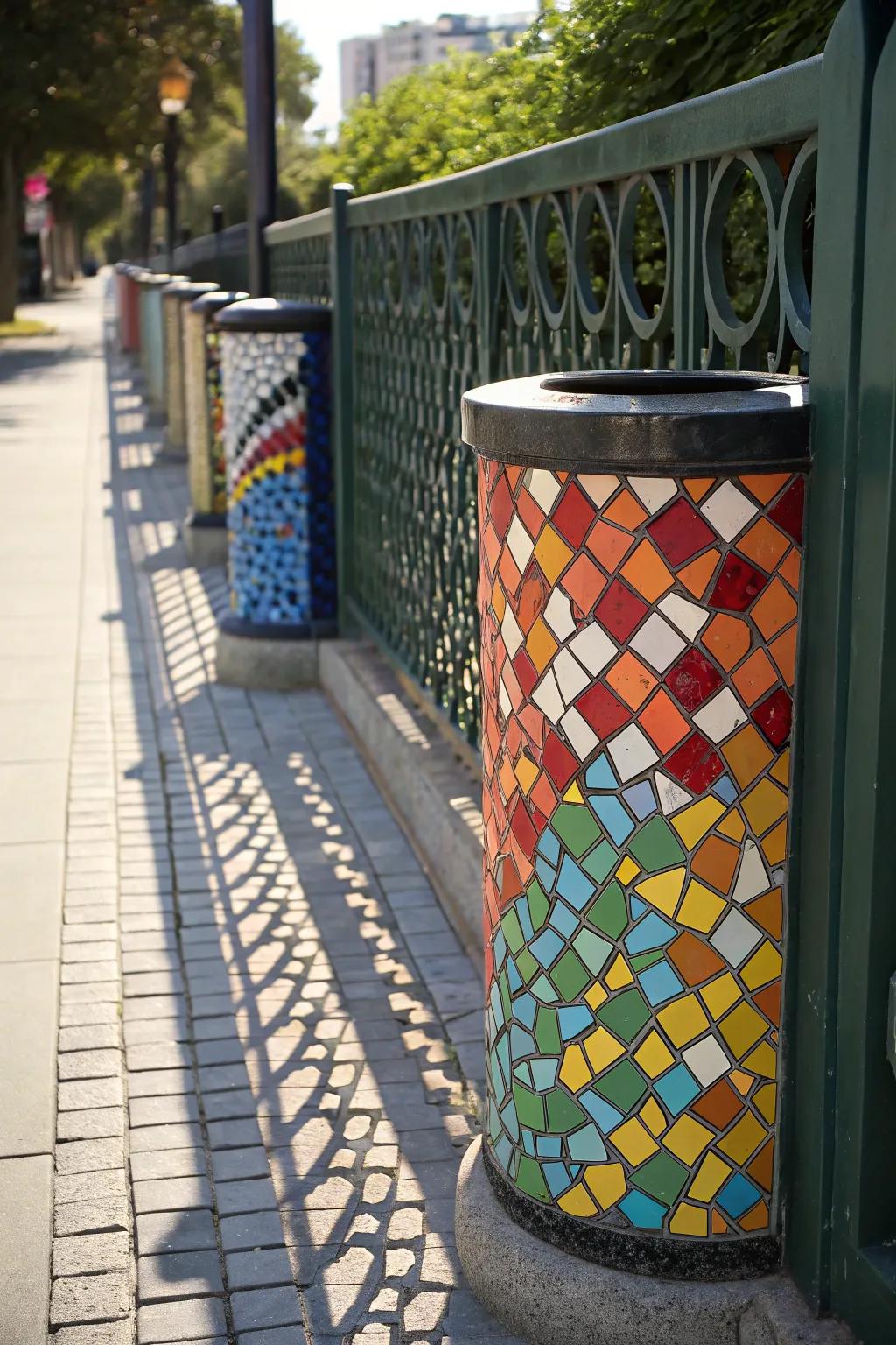 Transform your barrier into a masterpiece with vibrant mosaic tesserae.