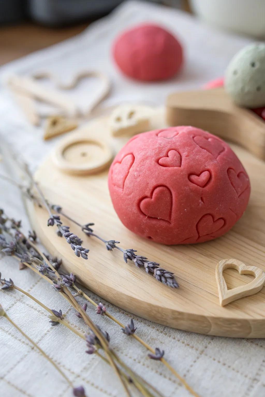 Crafting love: Soft, vibrant modeling compound for a sensory Valentine's playtime.