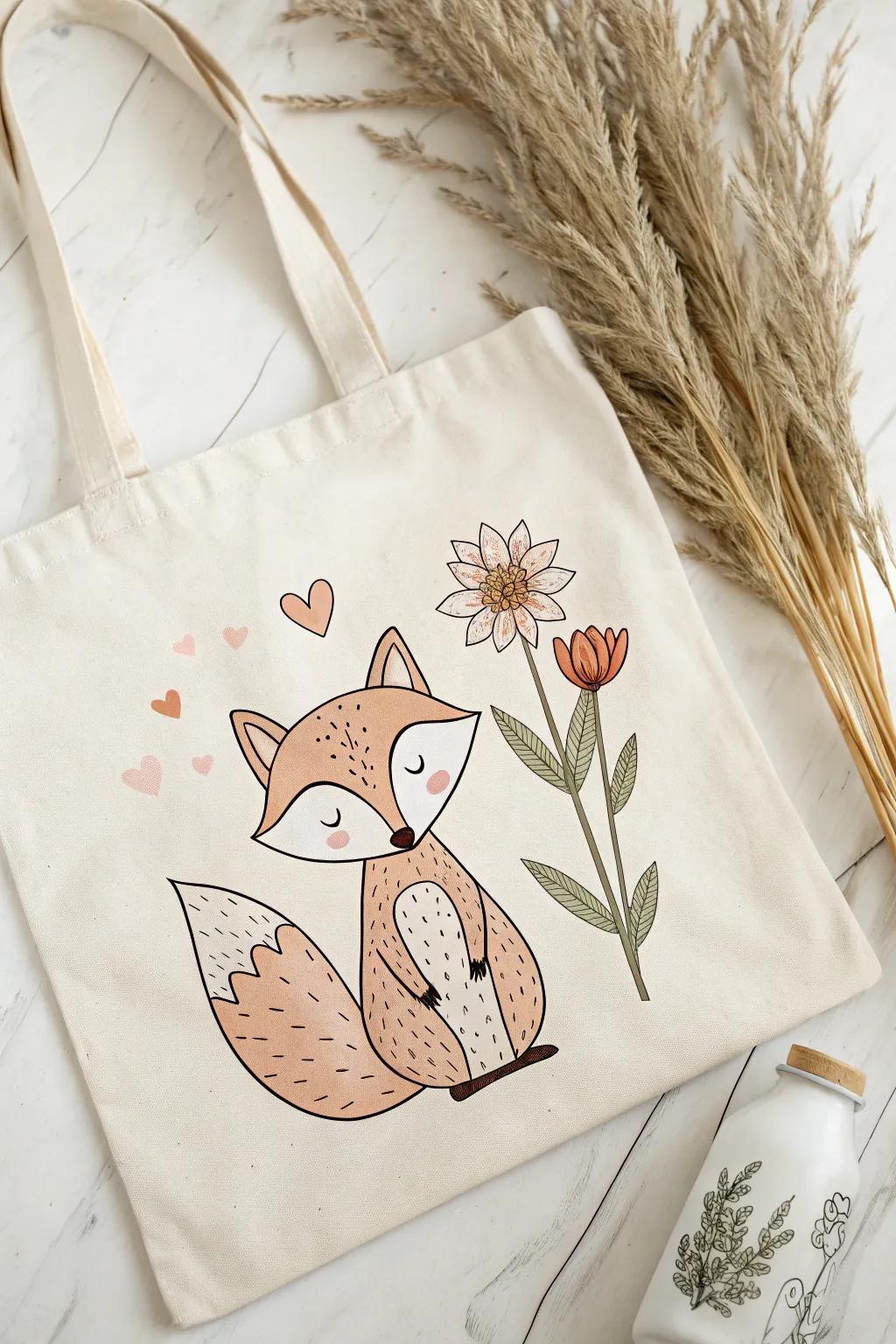 Celebrate love with this charming minimalist fox illustration, perfect for adding a playful touch to your Valentine's Day decor.