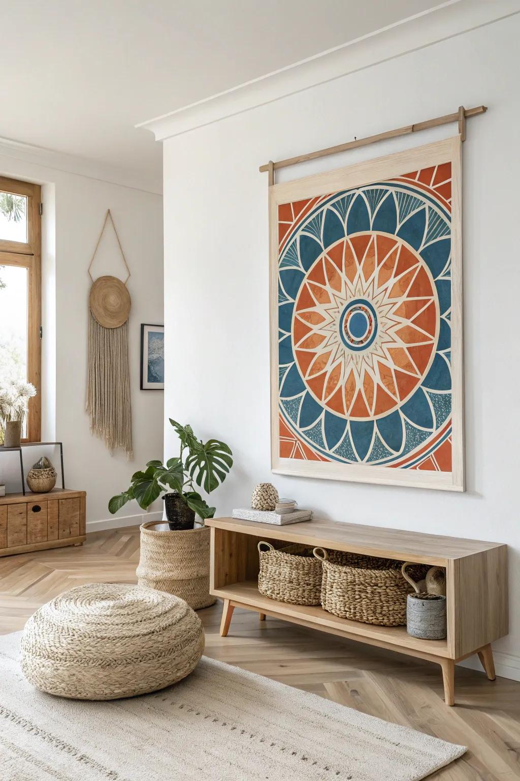 Elevate your living space with dynamic contrasts—where minimalism meets a burst of vibrant color.