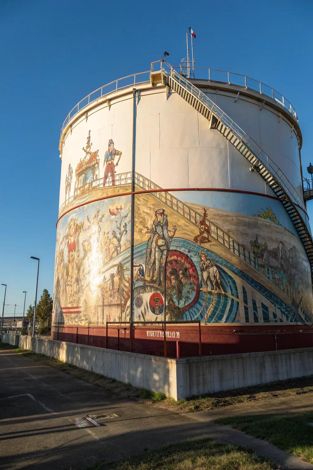 Transform history into art using a water container masterpiece that educates and inspires.