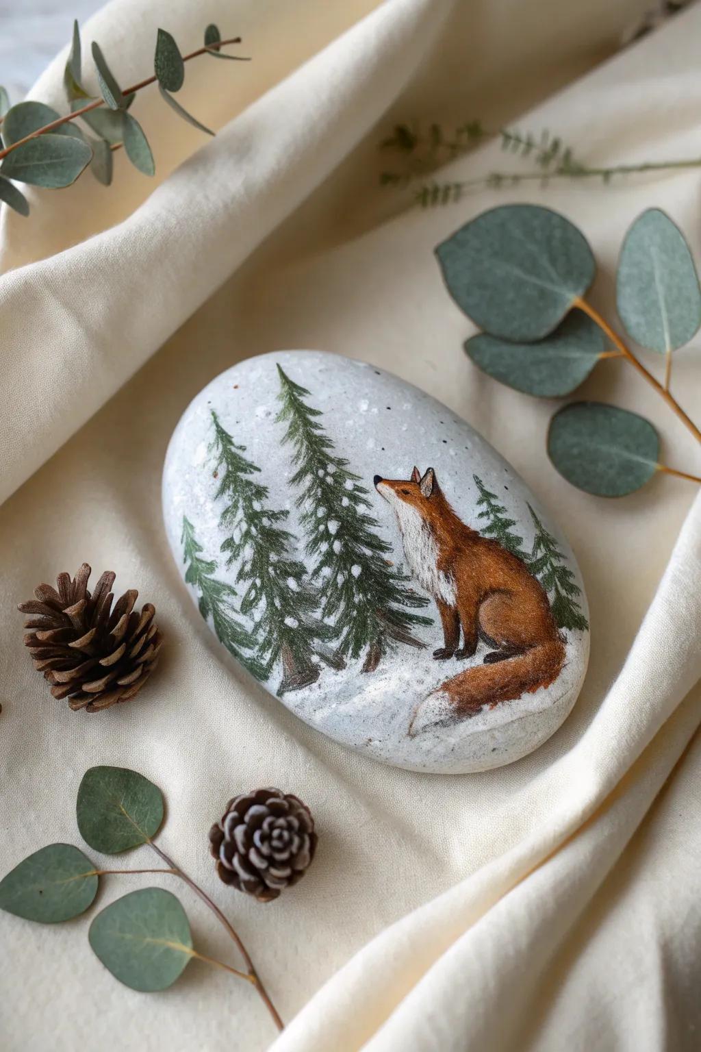 Embrace the serene charm of winter with hand-painted woodland creatures.