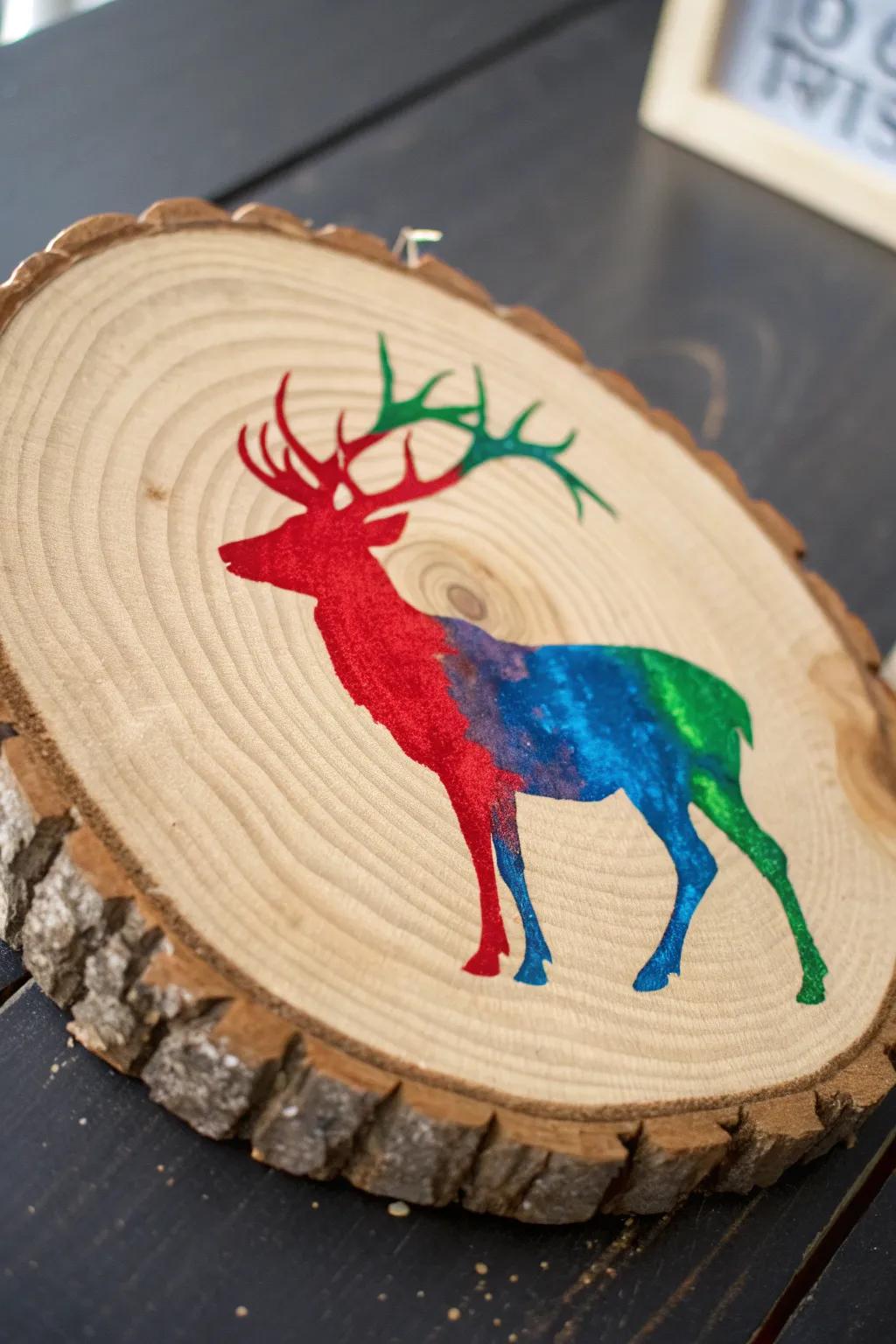 Append a flourish of hue to your holidays through radiant reindeer outlines on wood.
