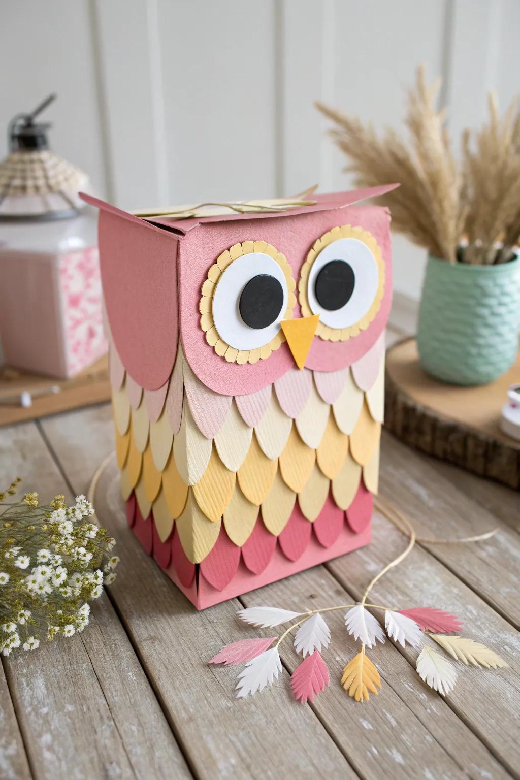 Permit your inventiveness to take flight with this captivating night bird Valentine receptacle, where simple artistry converges with unconventional whimsy.