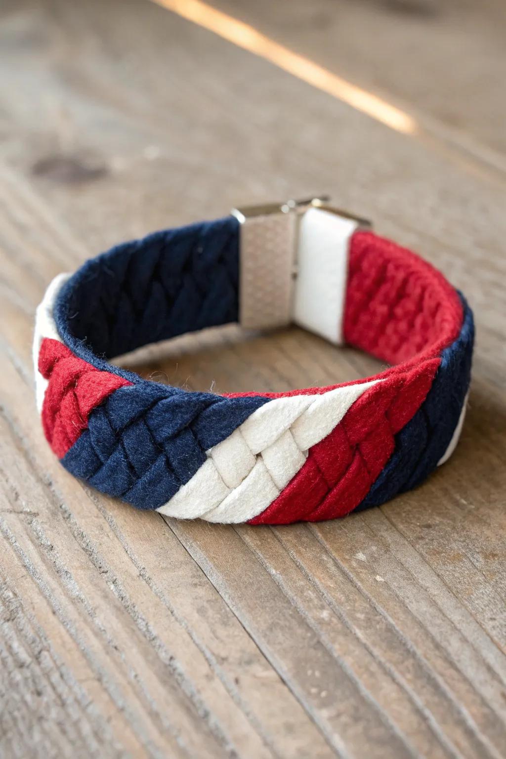 Enhance your Independence Day style with this bold and beautiful felt bracelet, where simplicity meets striking elegance.