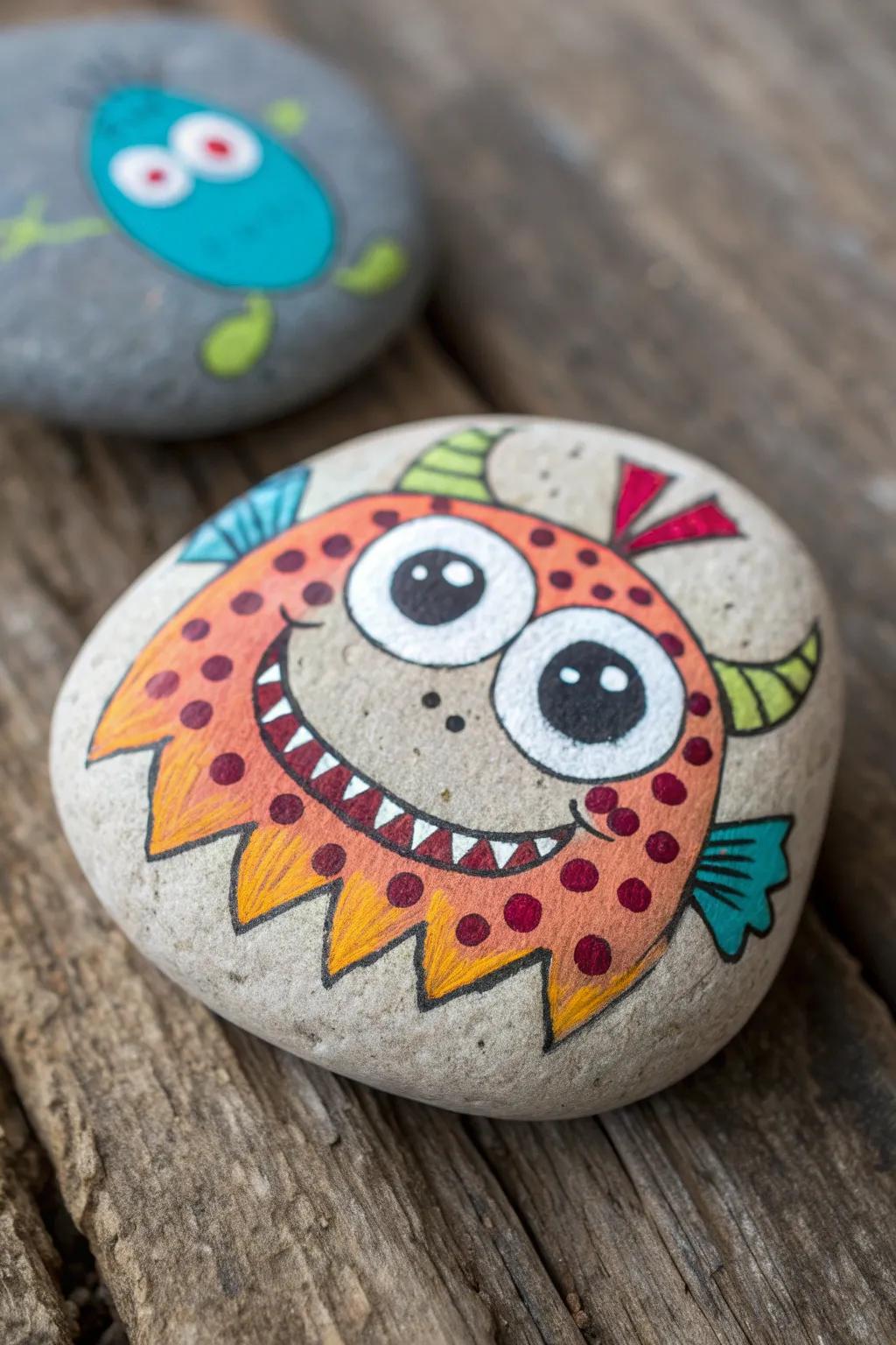 Introduce a whimsical touch to your fridge with these delightful rock monster magnets, crafted for those who appreciate playful artistry.