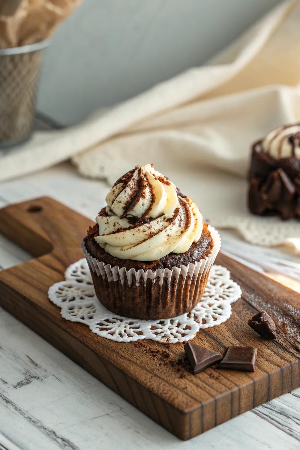 Delight in a delectable fusion exhibiting our Cheesecake Brownie Cupcake – a treat designed for both visual delight and gustatory pleasure!