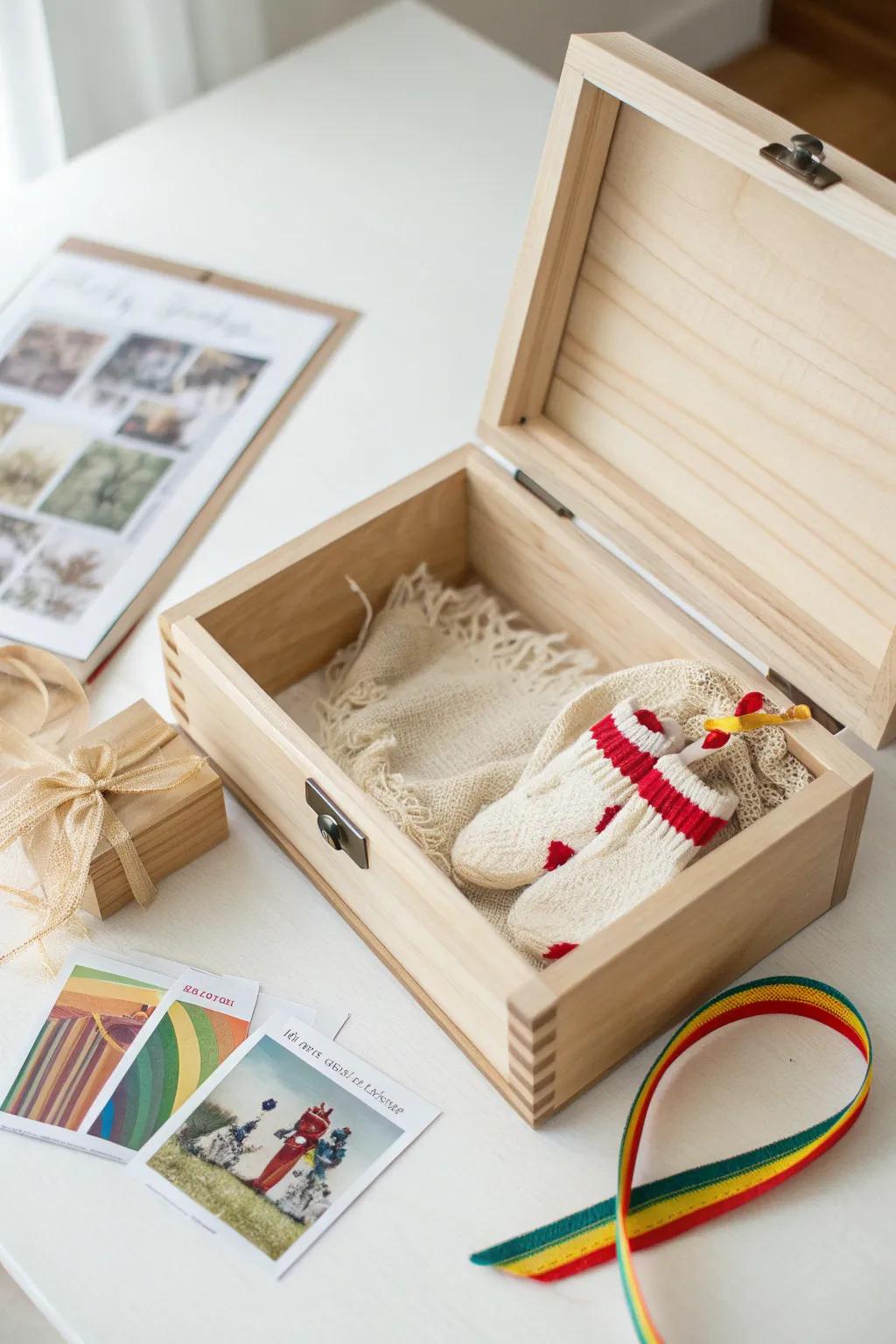 Capture the enchantment of unforgettable instants with an exquisitely curated baby memento crate. 🌿✨ #MemoryBox #ScandinavianDesign #BohoChic