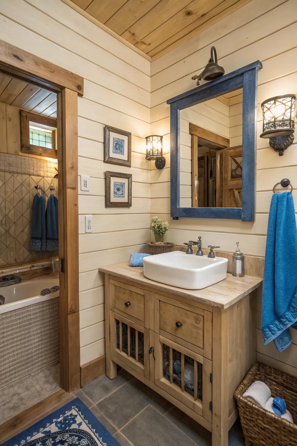 Combine countryside charm with modern flair using plank board walls.