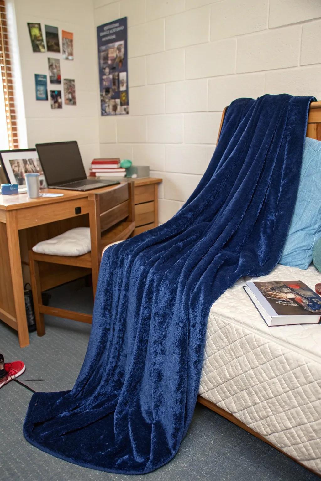 An azure velvet wrap contributes a luxurious touch to your decor.