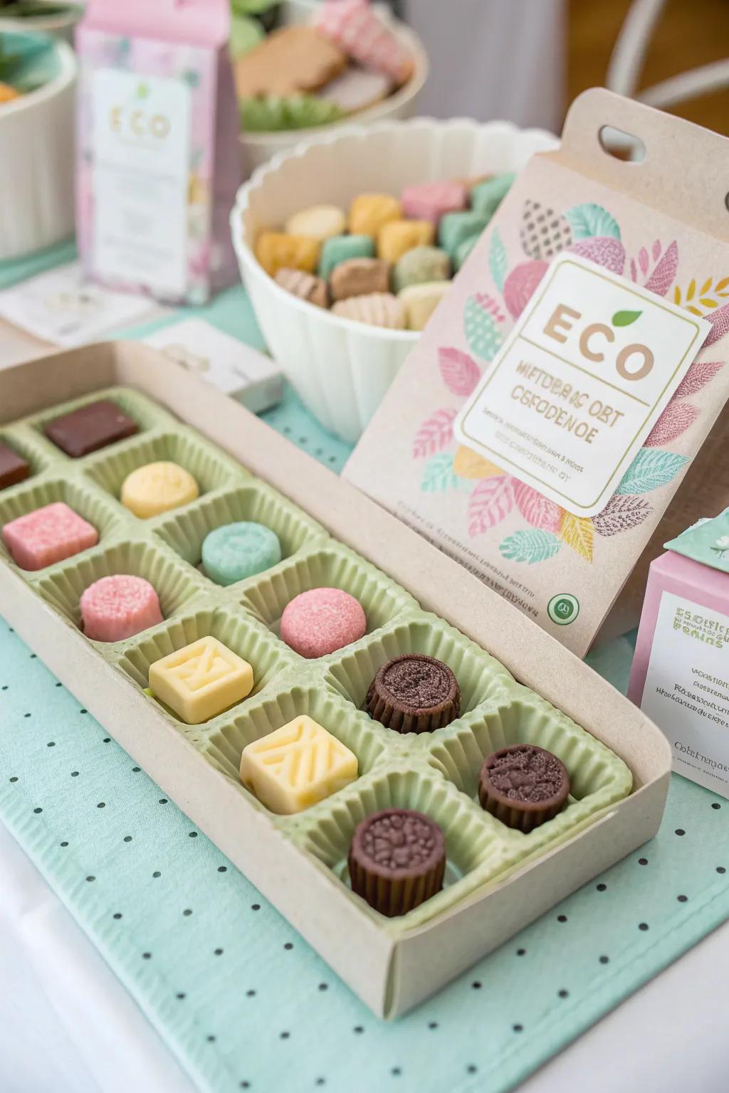 Eco-conscious confection selections for a sustainable nuance.