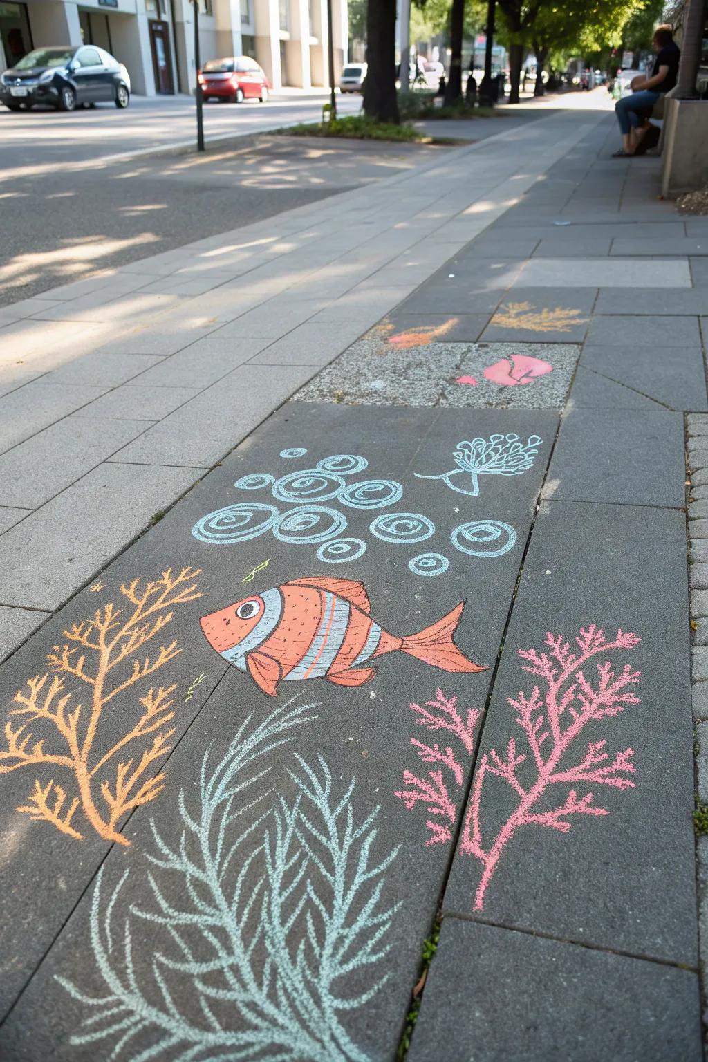 Immerse yourself into a burst of chromaticism accompanied by this chic subaquatic chalk artistry masterpiece!