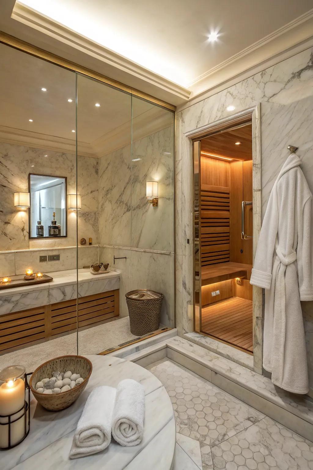 A bathing sanctuary retreat featuring luxurious features.
