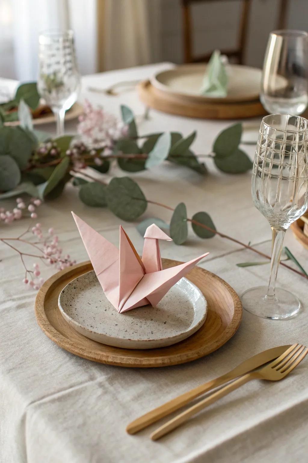 Add a delicate touch to your baby shower using handcrafted paper folding cranes – where simplicity harmonizes with grace.