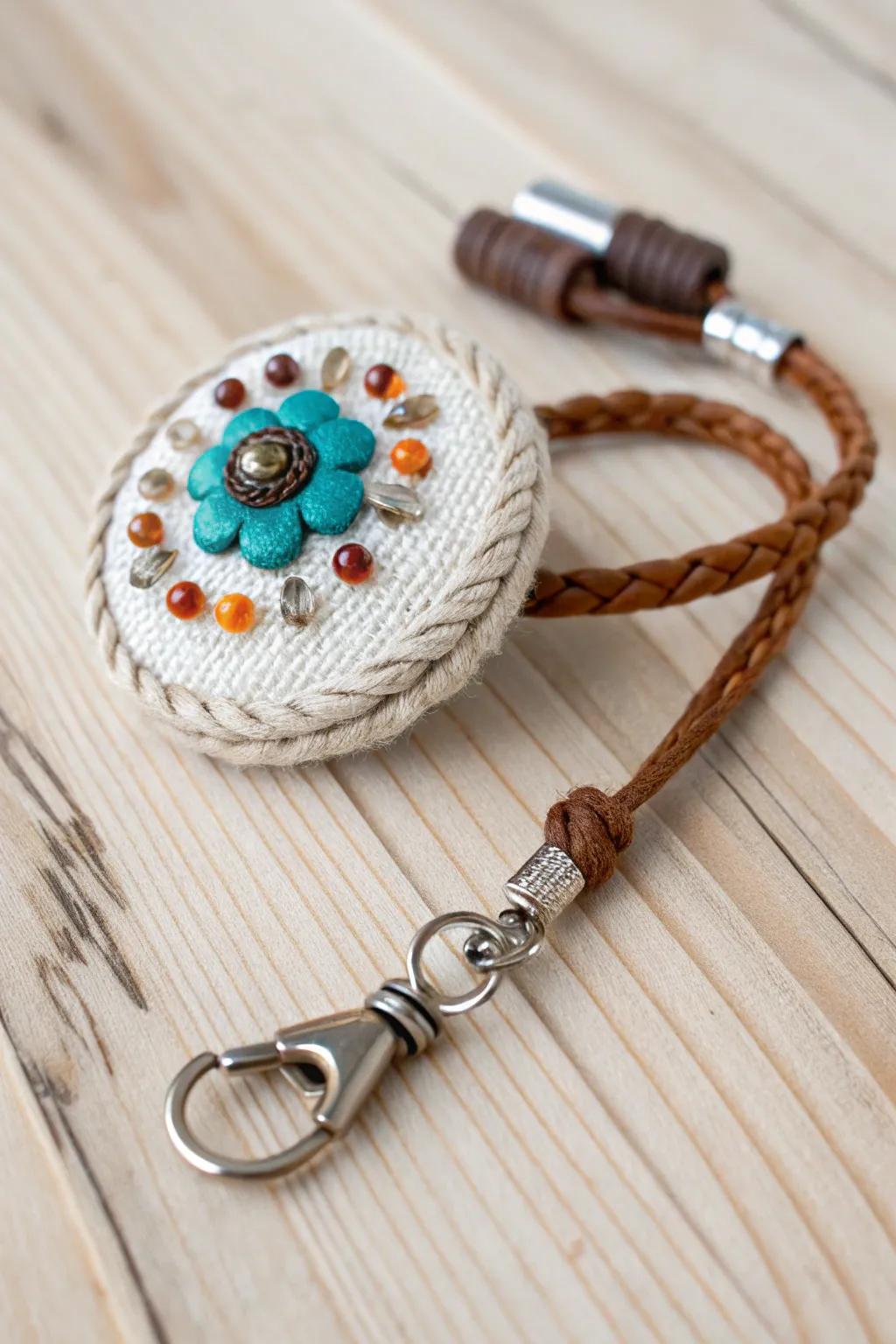 Elevate your accessory game with this chic, handcrafted badge reel—where Scandinavian minimalism meets Boho charm!