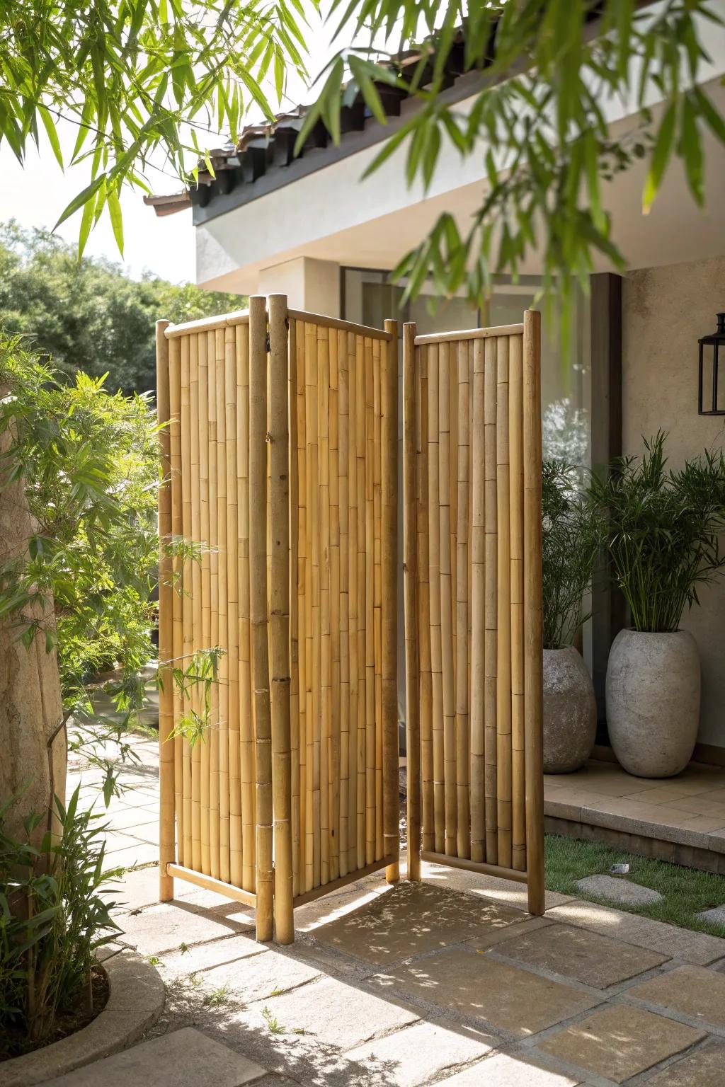 Transform your exterior expanse through the enduring elegance of a bamboo seclusion display.