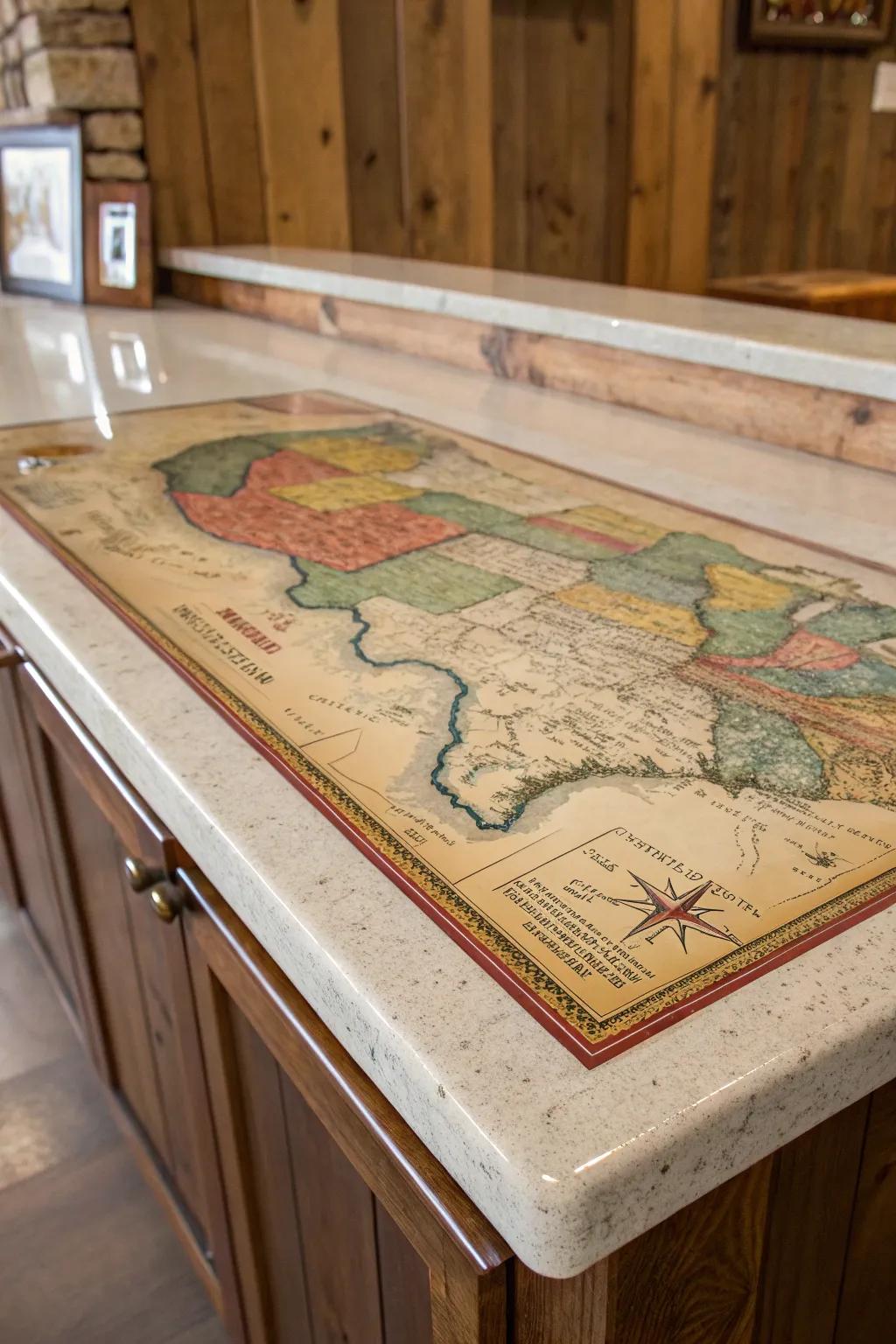 Explore the Lone Star State with each meal on this stunning epoxy surface masterpiece.