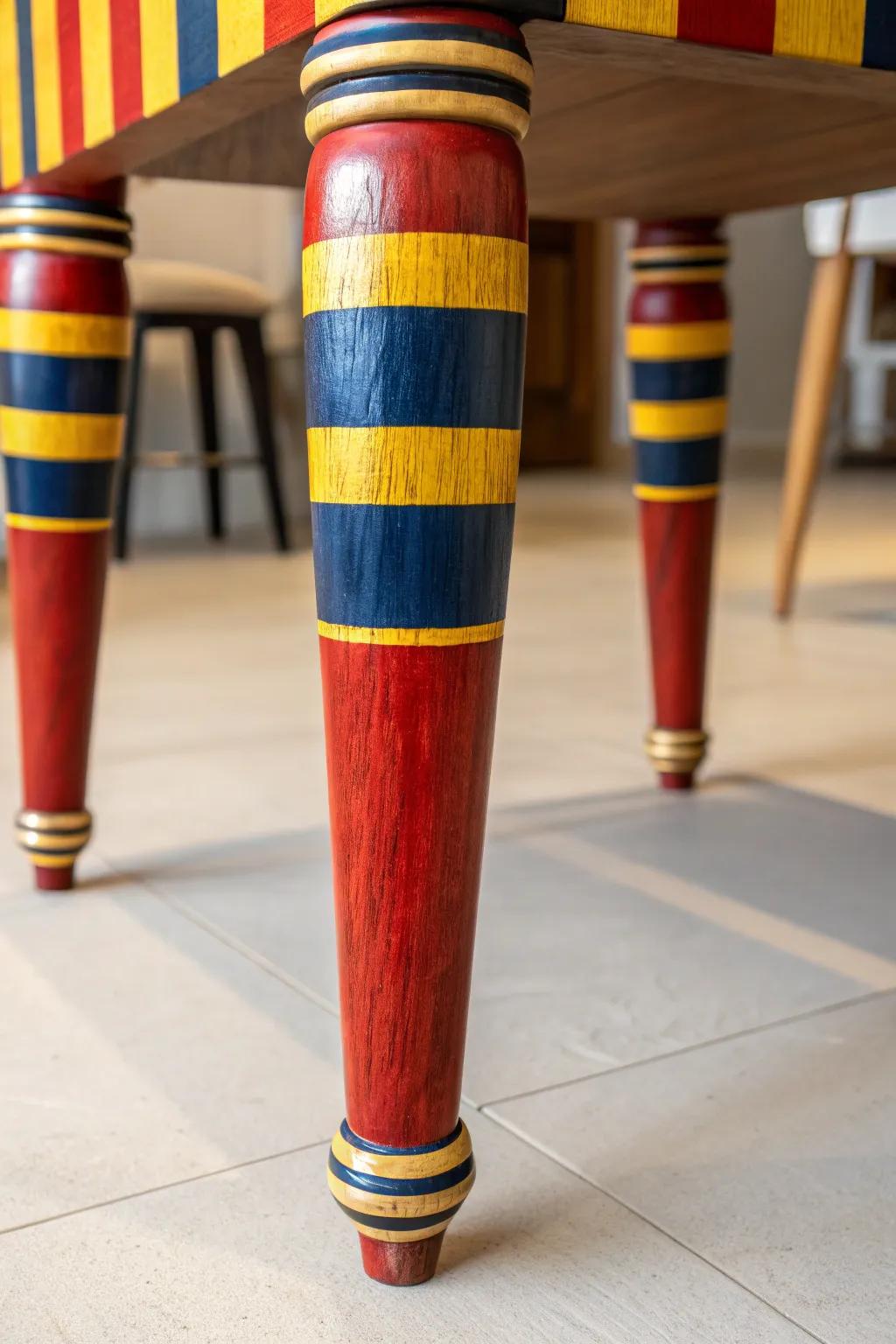 Revolutionize your furnishings with a splash of hue—audacious striped supports introduce a playful and artistic embellishment to any chamber.