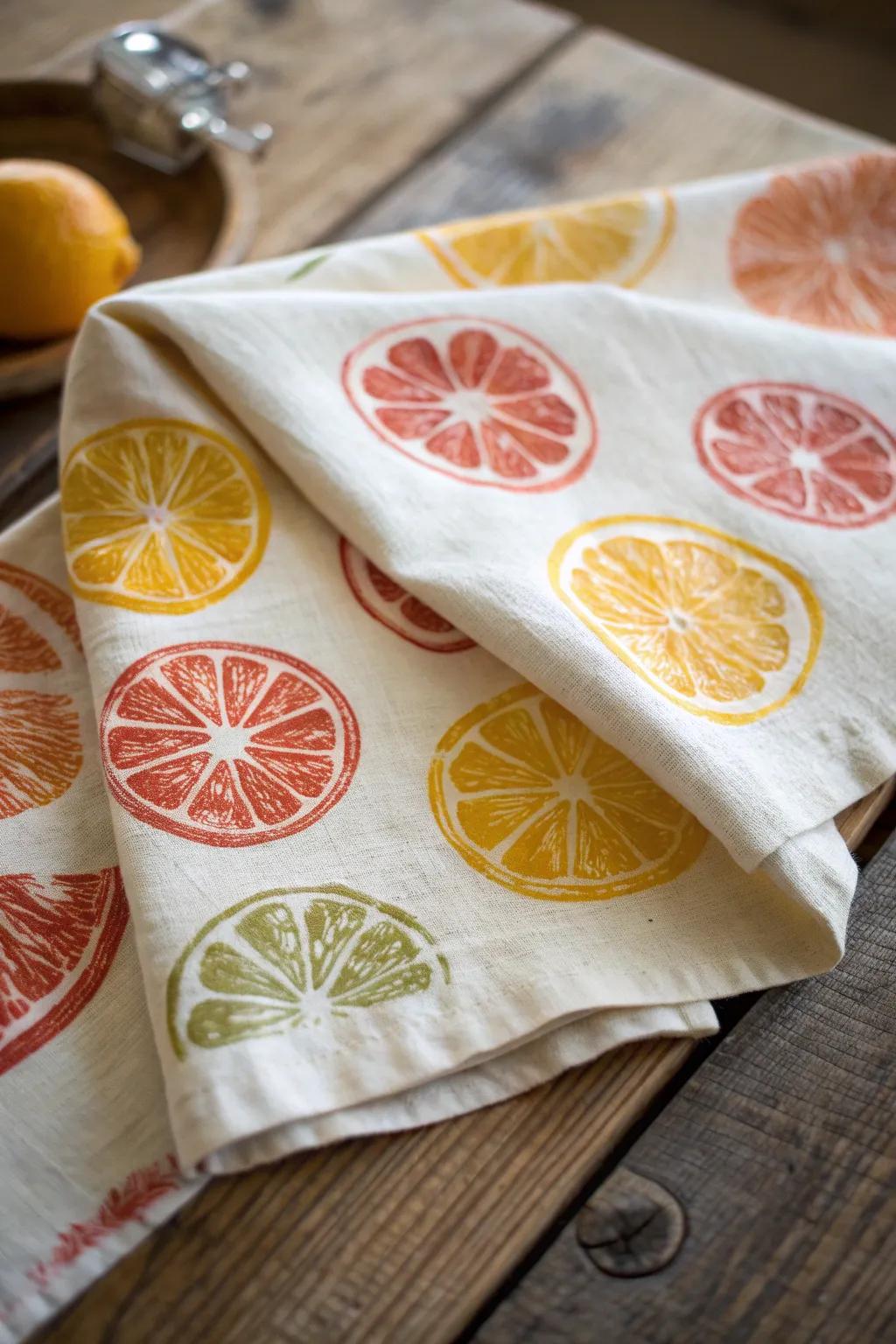 Incorporate a semblance of artisan magnetism to your culinary domain utilizing hand-imprinted fabrics.