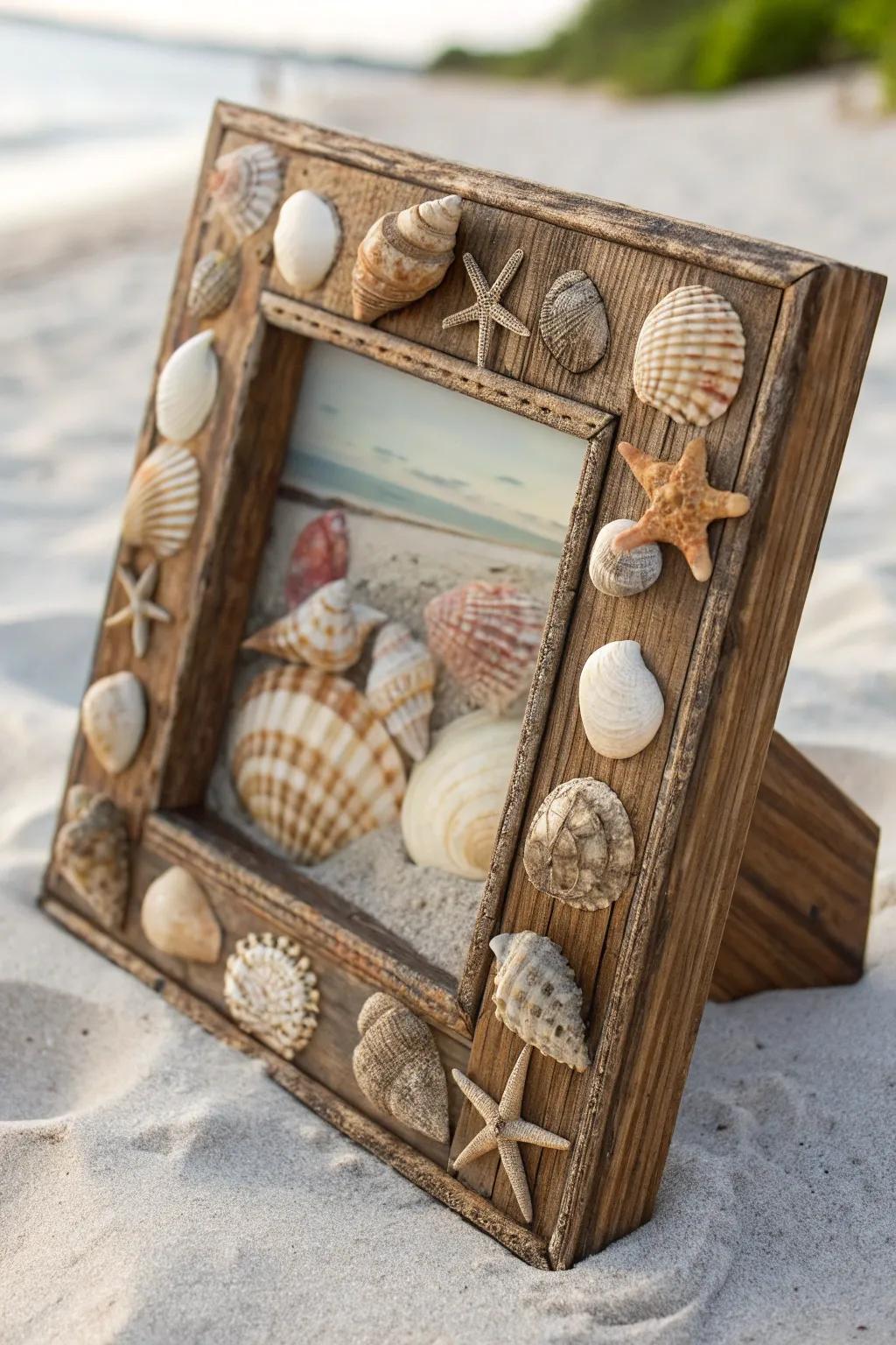 Craft your recollections with an impression of the ocean—seashells and nostalgia intertwined.