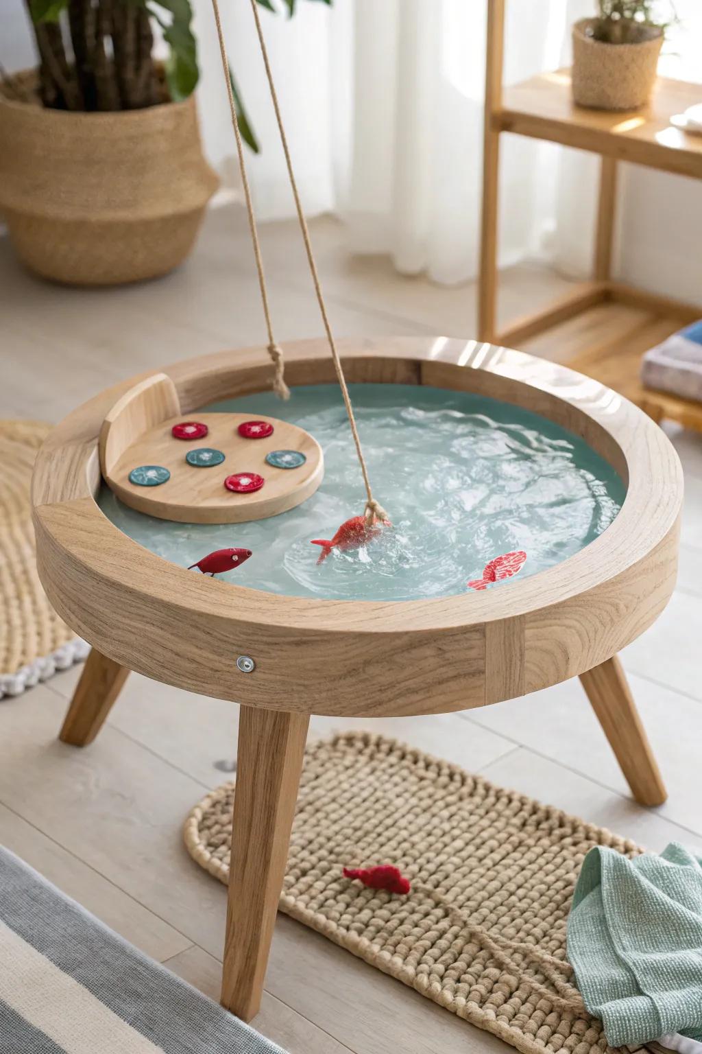 Capture the excitement! Immerse into playtime with this endearing magnetic angling game atop a minimalist water table. #ScandiBohoPlay