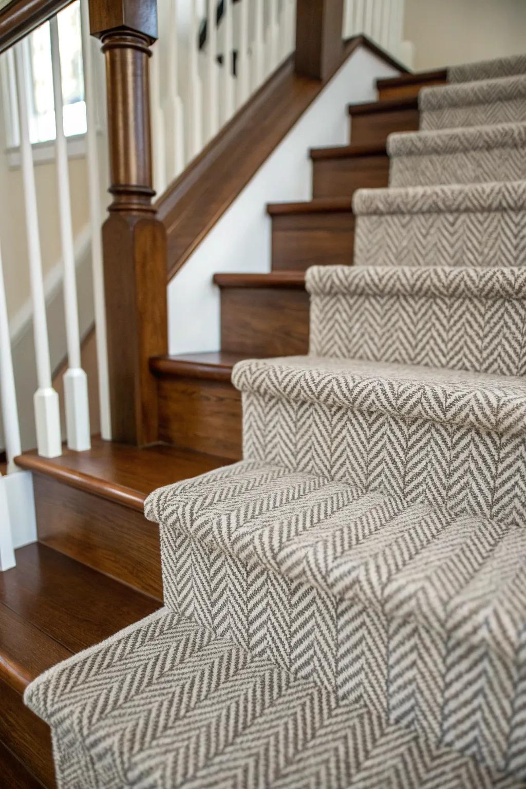 Elevate your stairs using a chic DIY strip for a seamless combination of style and safety.