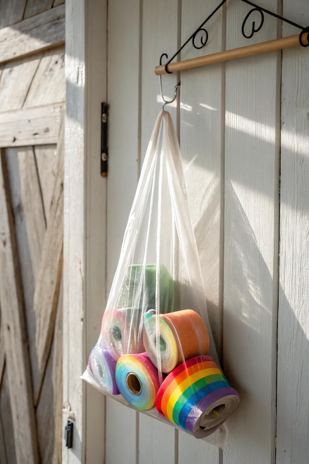 With a minimalist touch, elevate your storage game with a chic and vibrant adhesive material display.