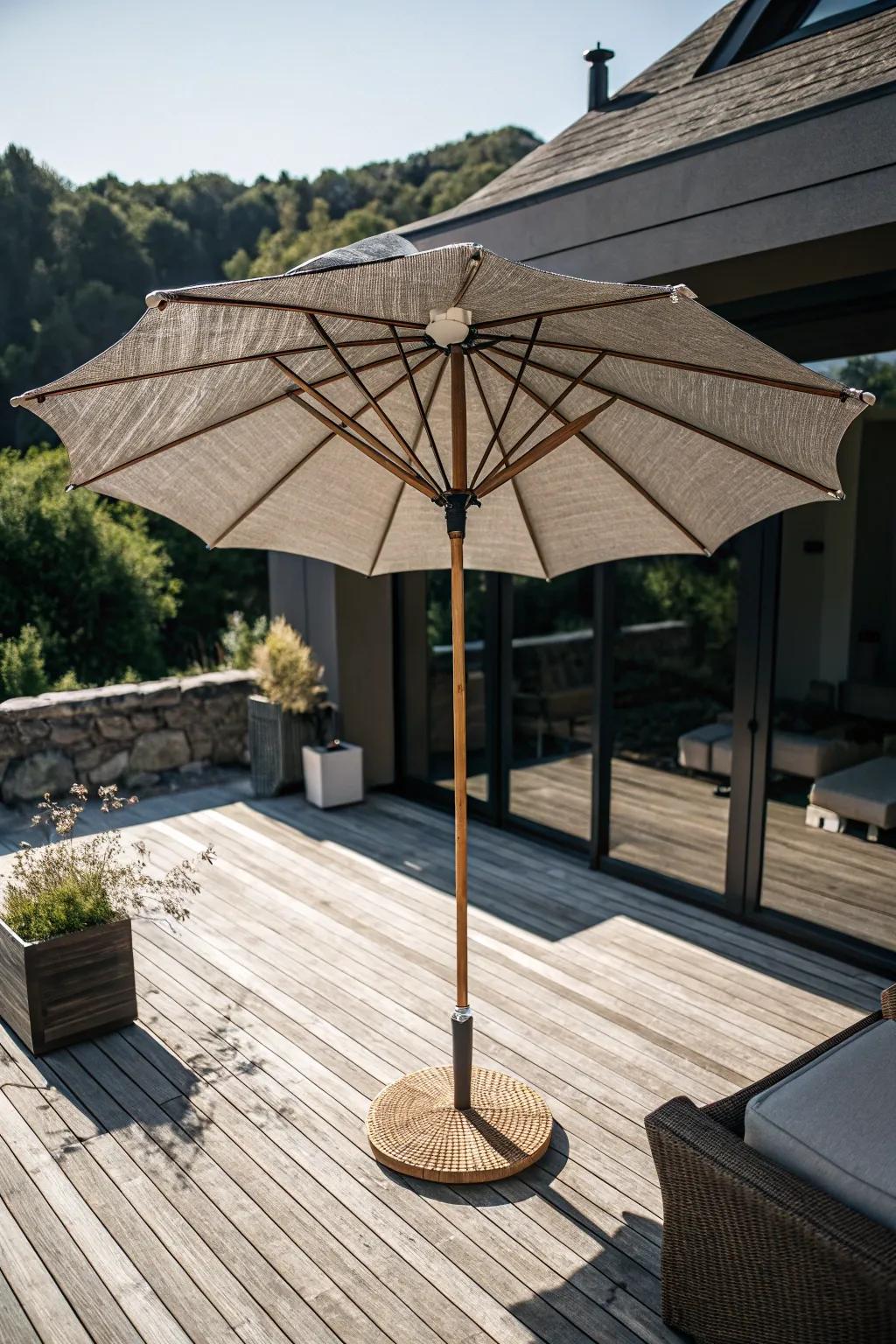 Umbrella Simplicity: Elevate your patio with ageless refinement and artistry.