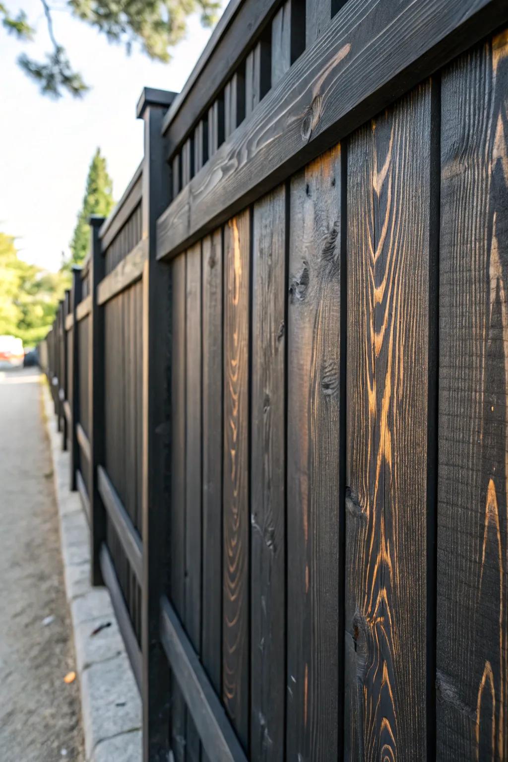 Elevate your fence game with the timeless elegance of Carbonized Cedar.
