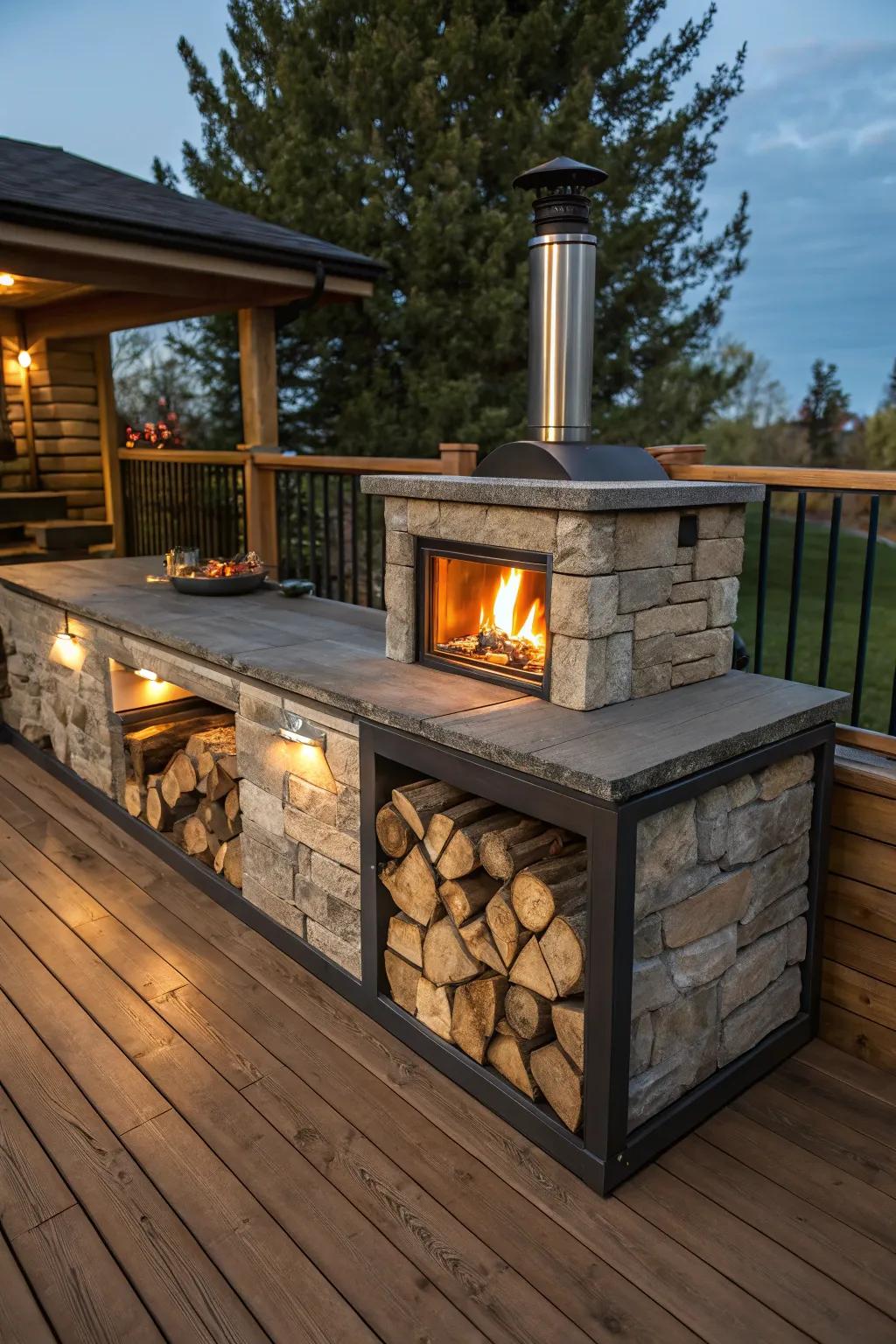 Hidden Elegance: Discover the art of clever wood storage under your deck.