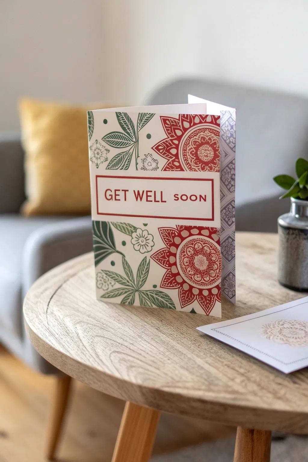 Discover the joy of hidden messages with this interactive 'get well' card.