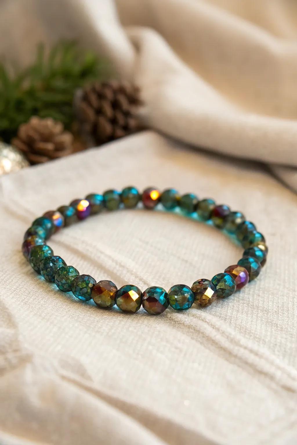 Relish the enchantment of flame-gilded refinement with this remarkable bead bracelet.