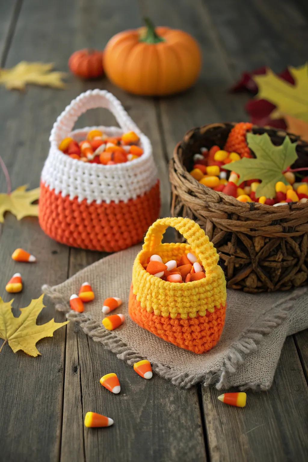 Craft your own needlework gold sweets pouches.
