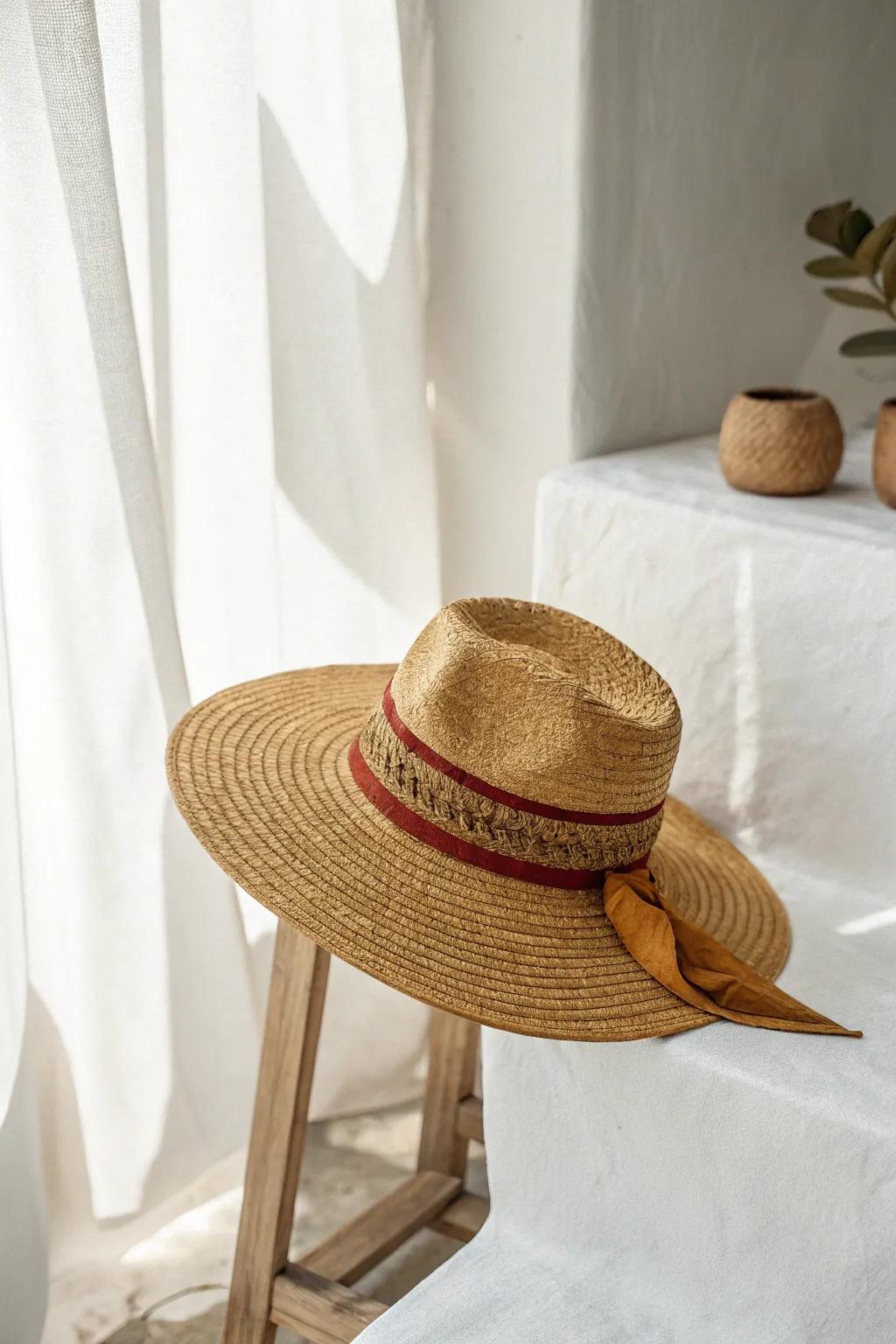 Embrace simplicity and enable your craft to shine. This minimalist display transforms a solitary hat into a statement piece.