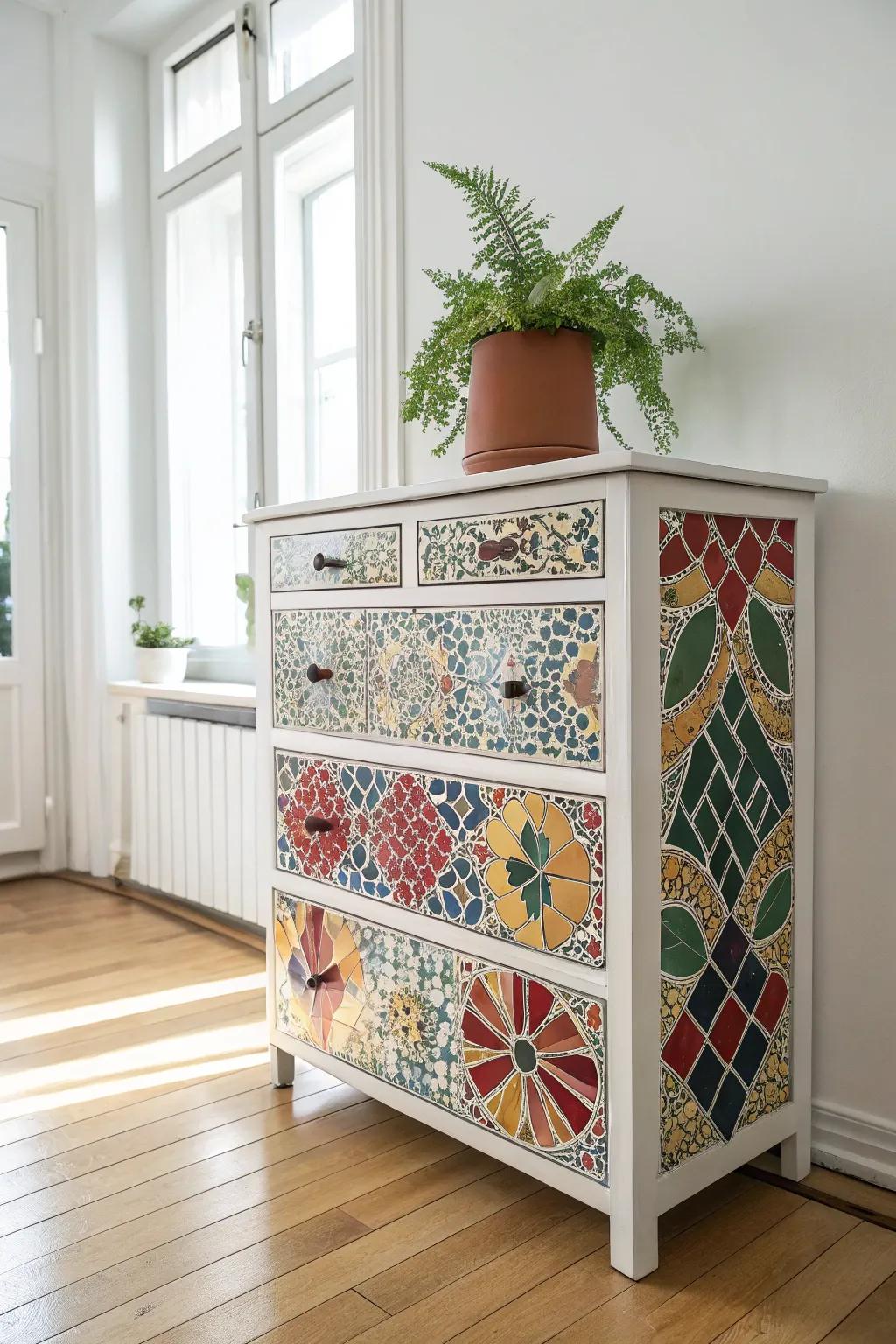 Transform your space with a mosaic masterpiece: where craftsmanship meets bold beauty.