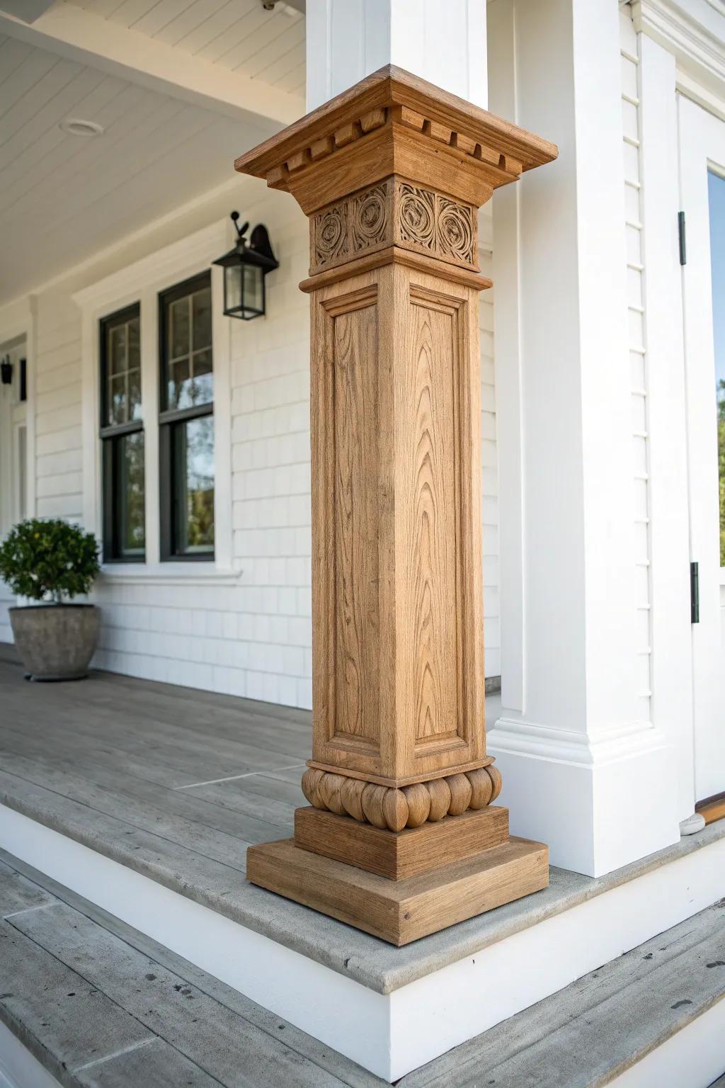 Elevate your porch panache via graceful bases and caps for a sophisticated nuance.