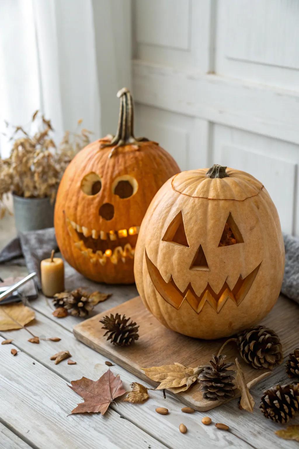 Discover the secret hidden within this charming jack-o'-lantern that has two faces!