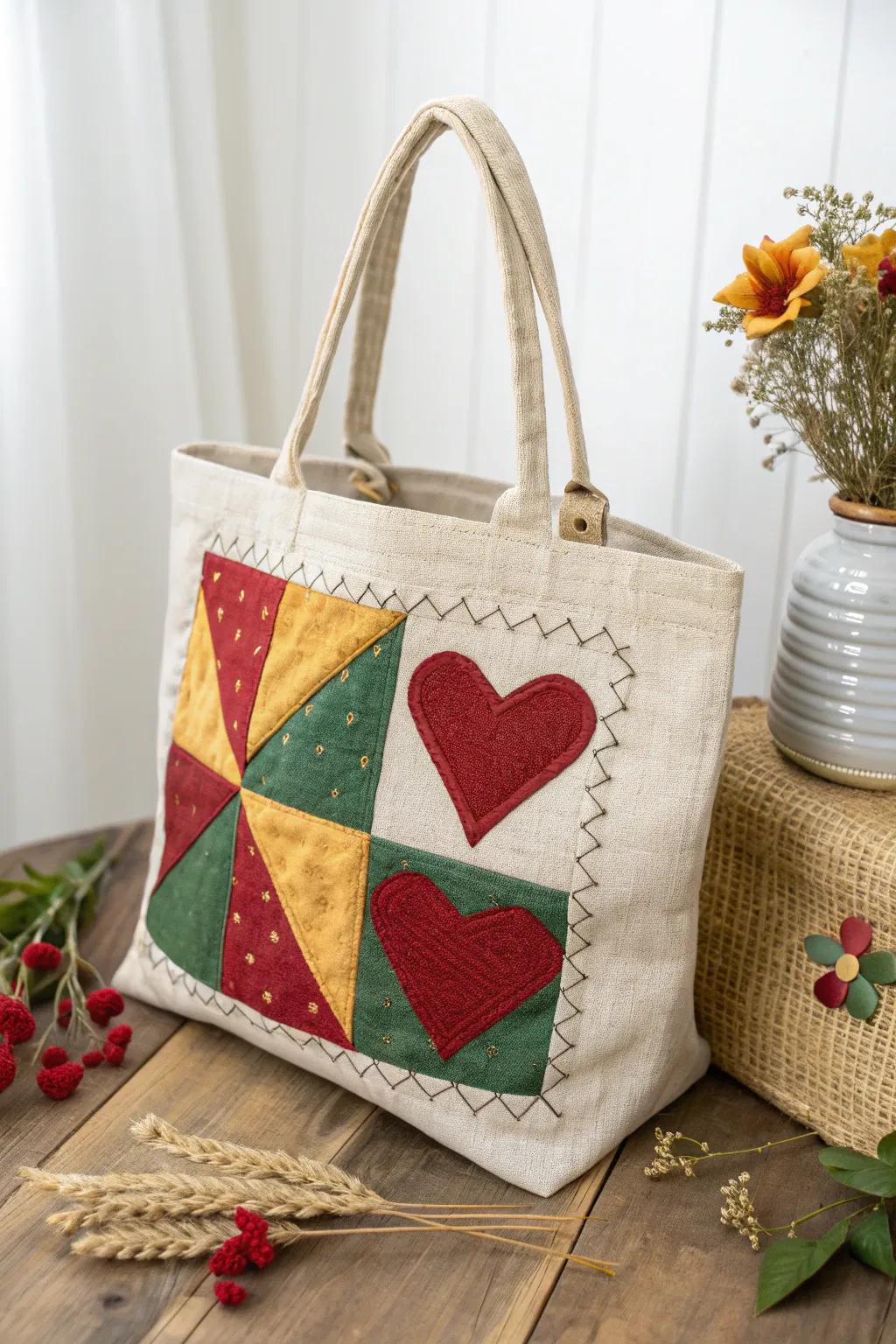Crafted with affection: Transform leftover textile into an enchanting valentine carrier with a boho twist.