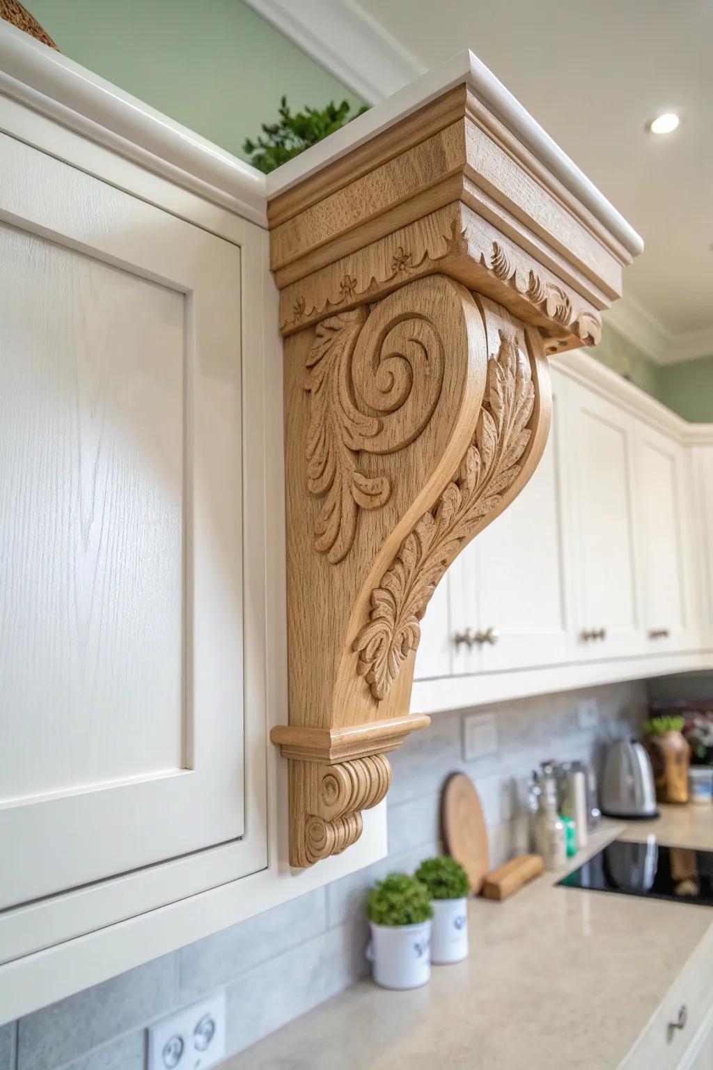Transform your kitchen with charming support braces for a touch of elegance and character.