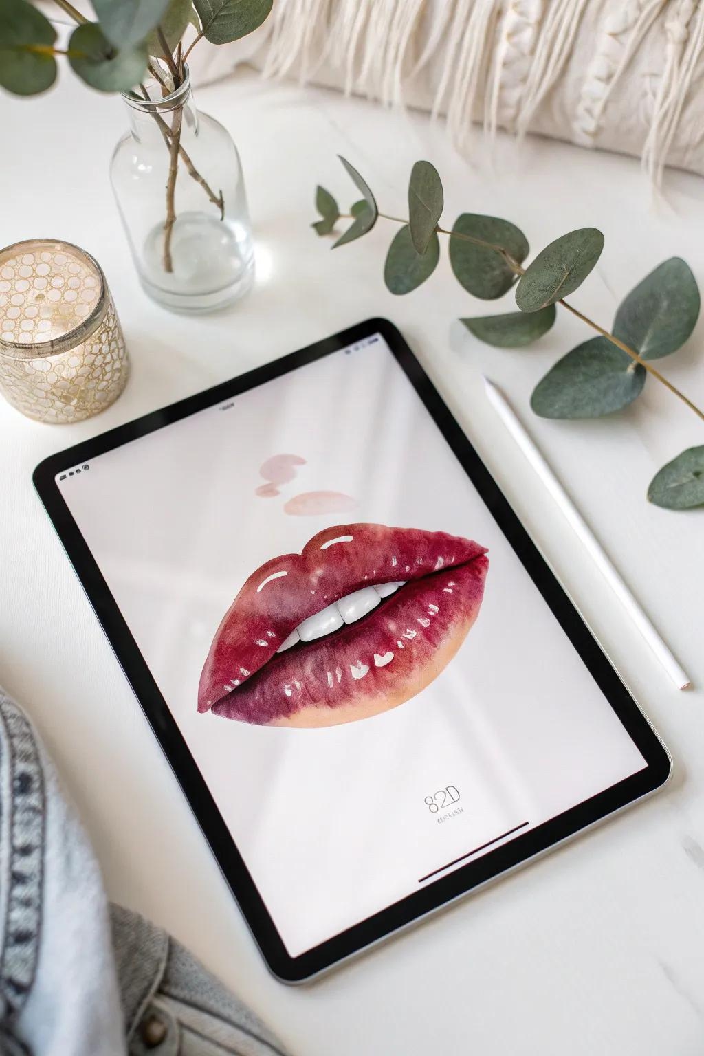 Release your creative power with digital lips art - where bold shades meet minimalist design.