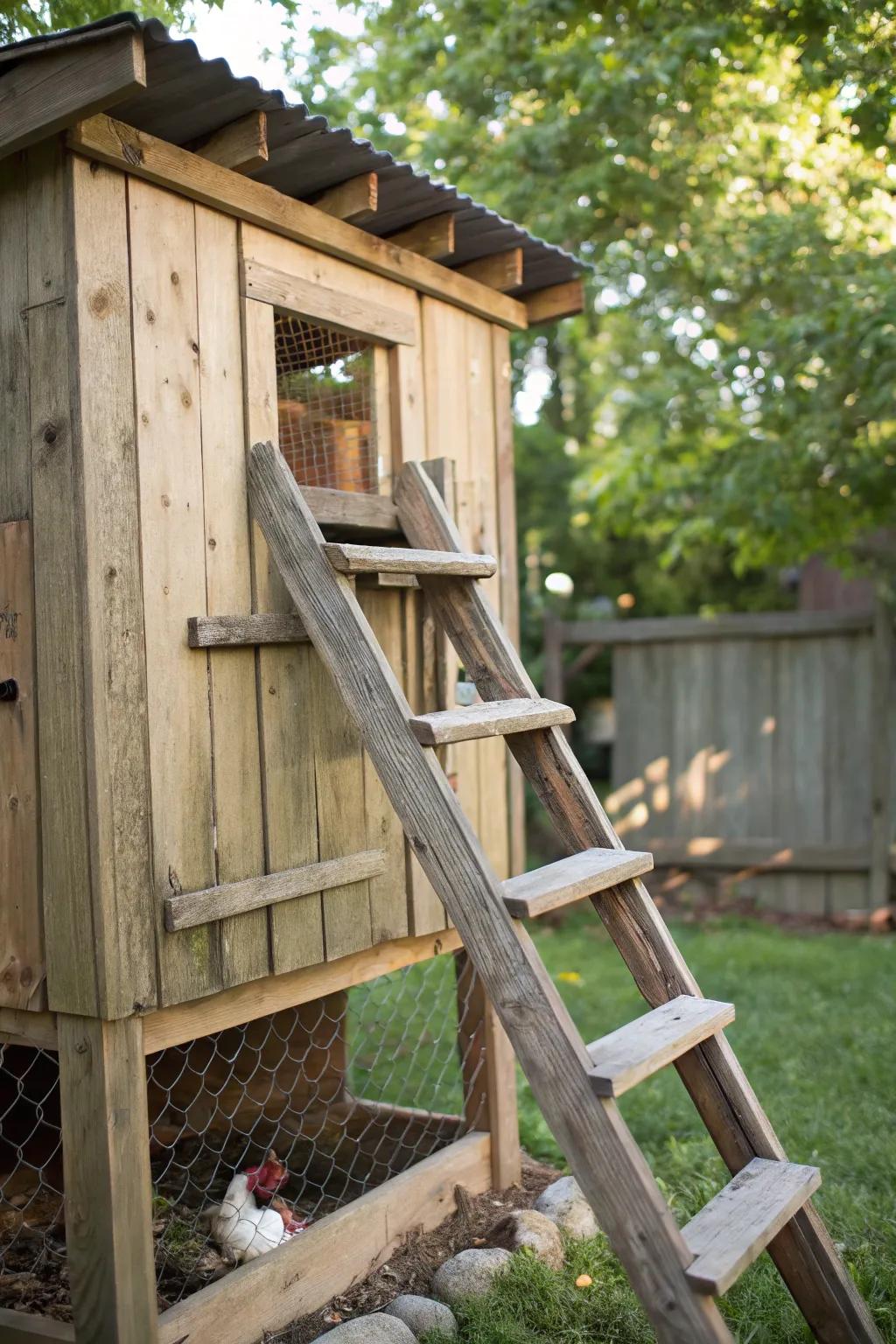 Use this clever DIY ladder ramp to make your coop better for your flock!