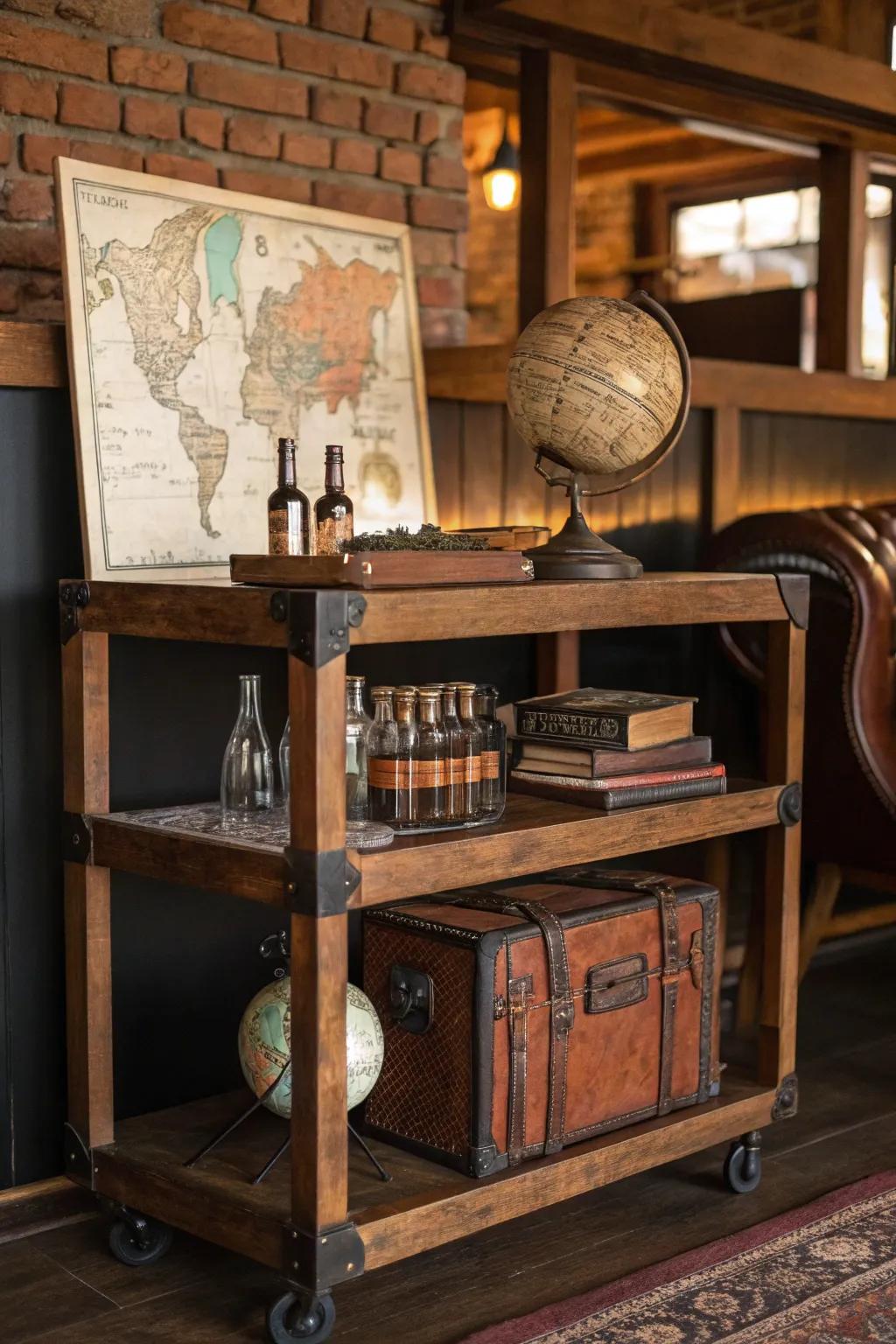 Infuse your man cave with vintage travel charm – making every moment feel like a journey.