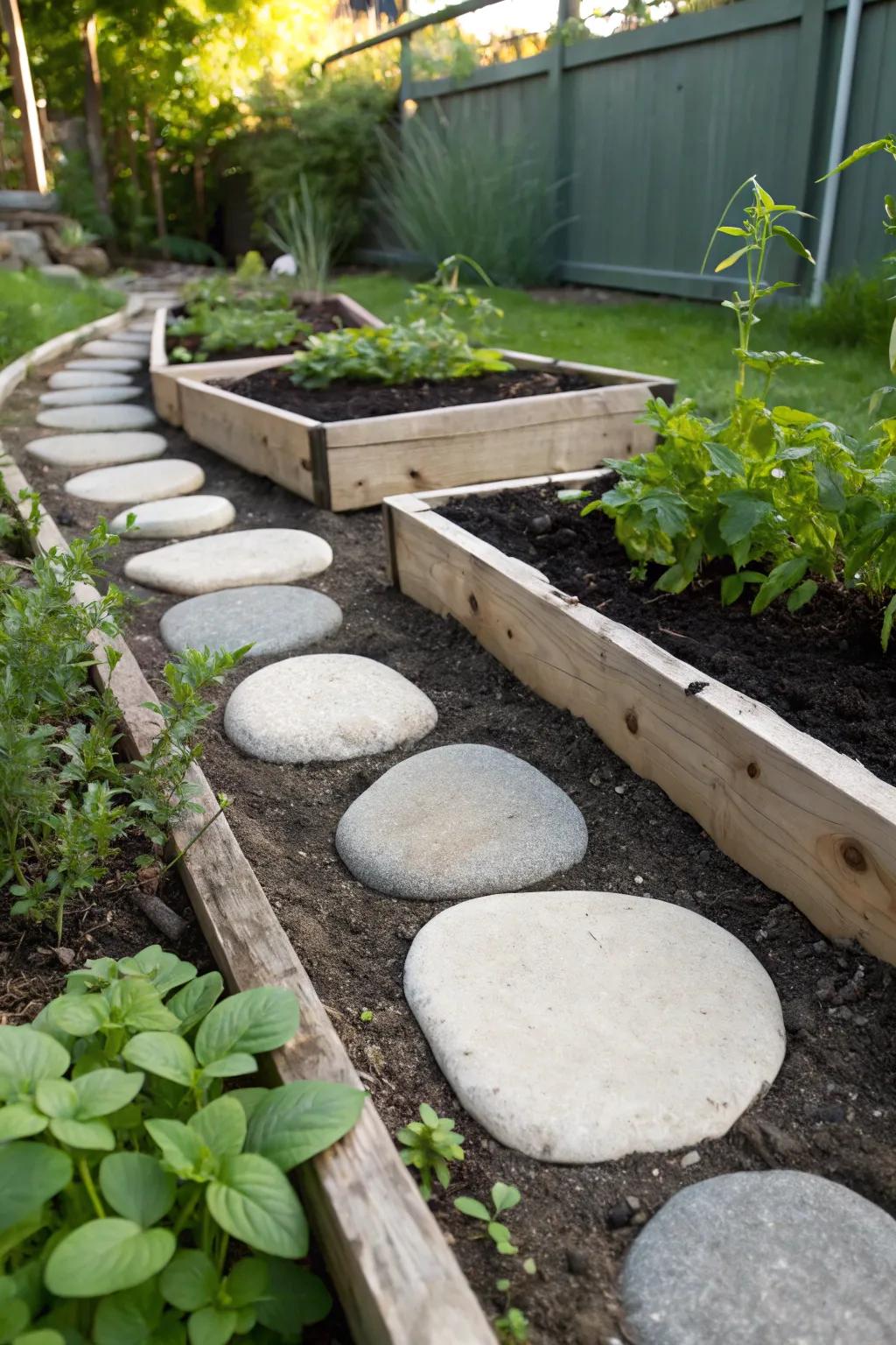 Step into tranquility with a Scandinavian-inspired garden path, where simplicity encounters striking, inherent charm.