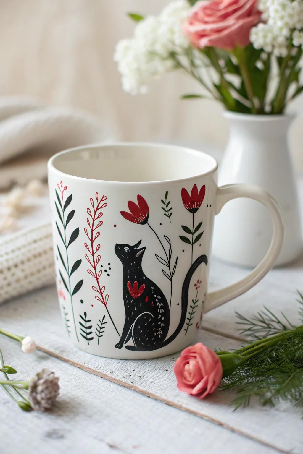 Enjoy your drink in style: Embrace your love for animals with this charming cat-themed mug.