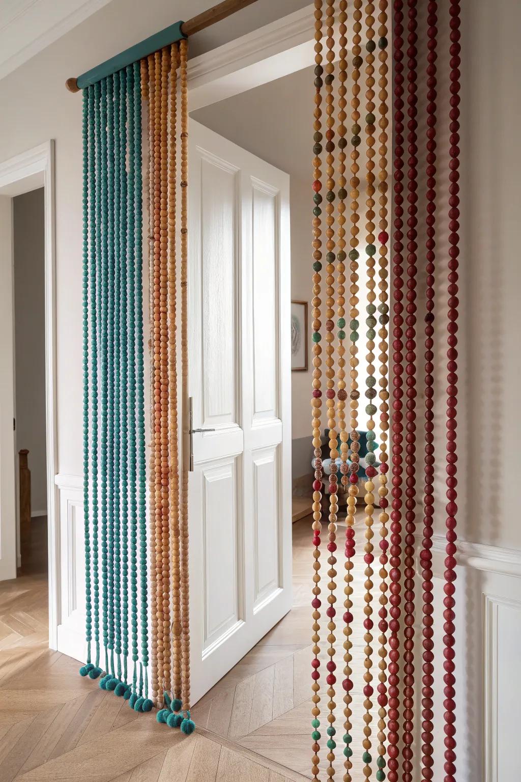 Add a touch of whimsy to your space with a vibrant, handcrafted bead curtain that blends boho charm with minimalist elegance.